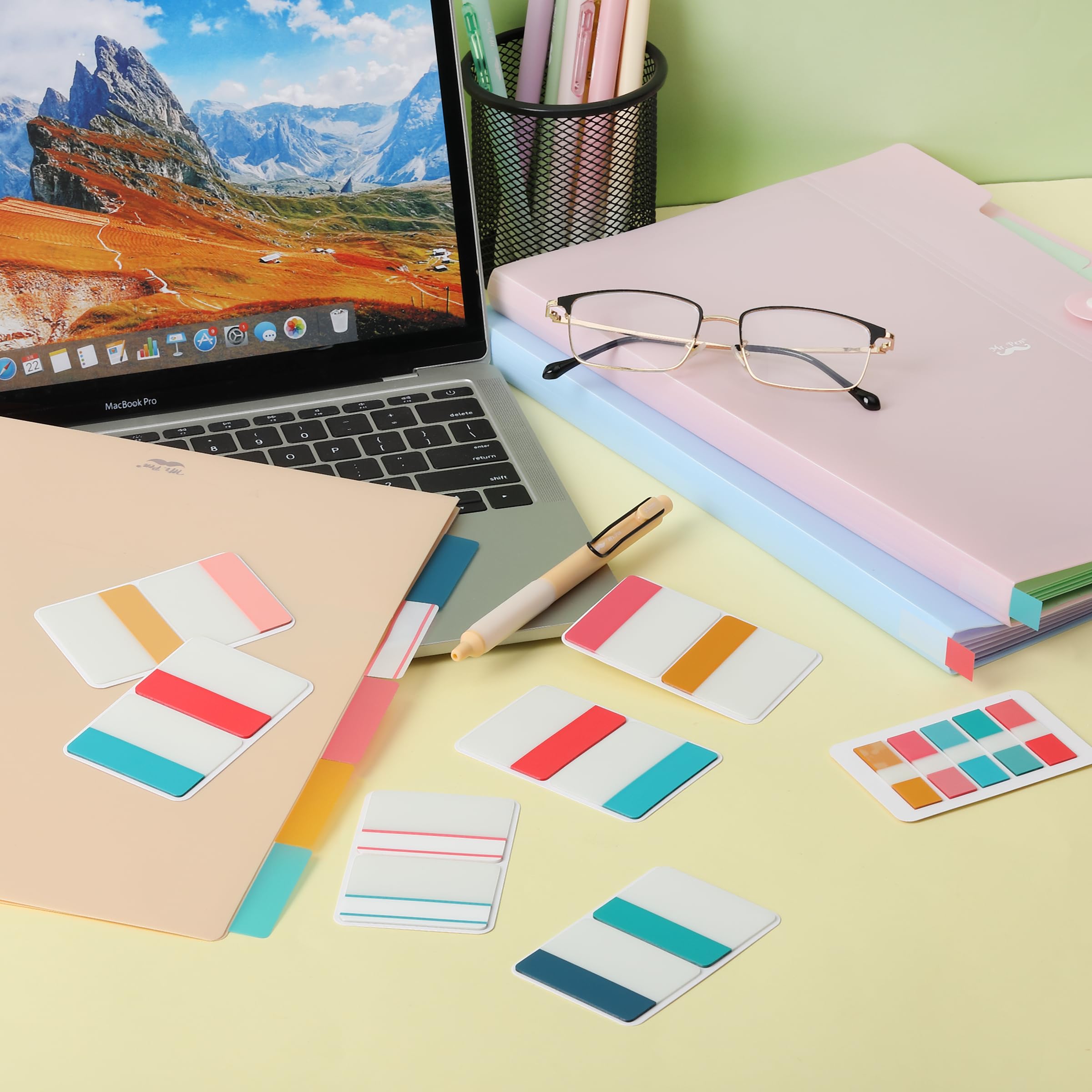 Mr. Pen Sticky Index Tabs - 500 Pcs, 21 Colorful Sets for Notebooks, Binders & Books | Page Markers, Organizers, Study Notes, Office Supplies, School Essentials, DIY Projects