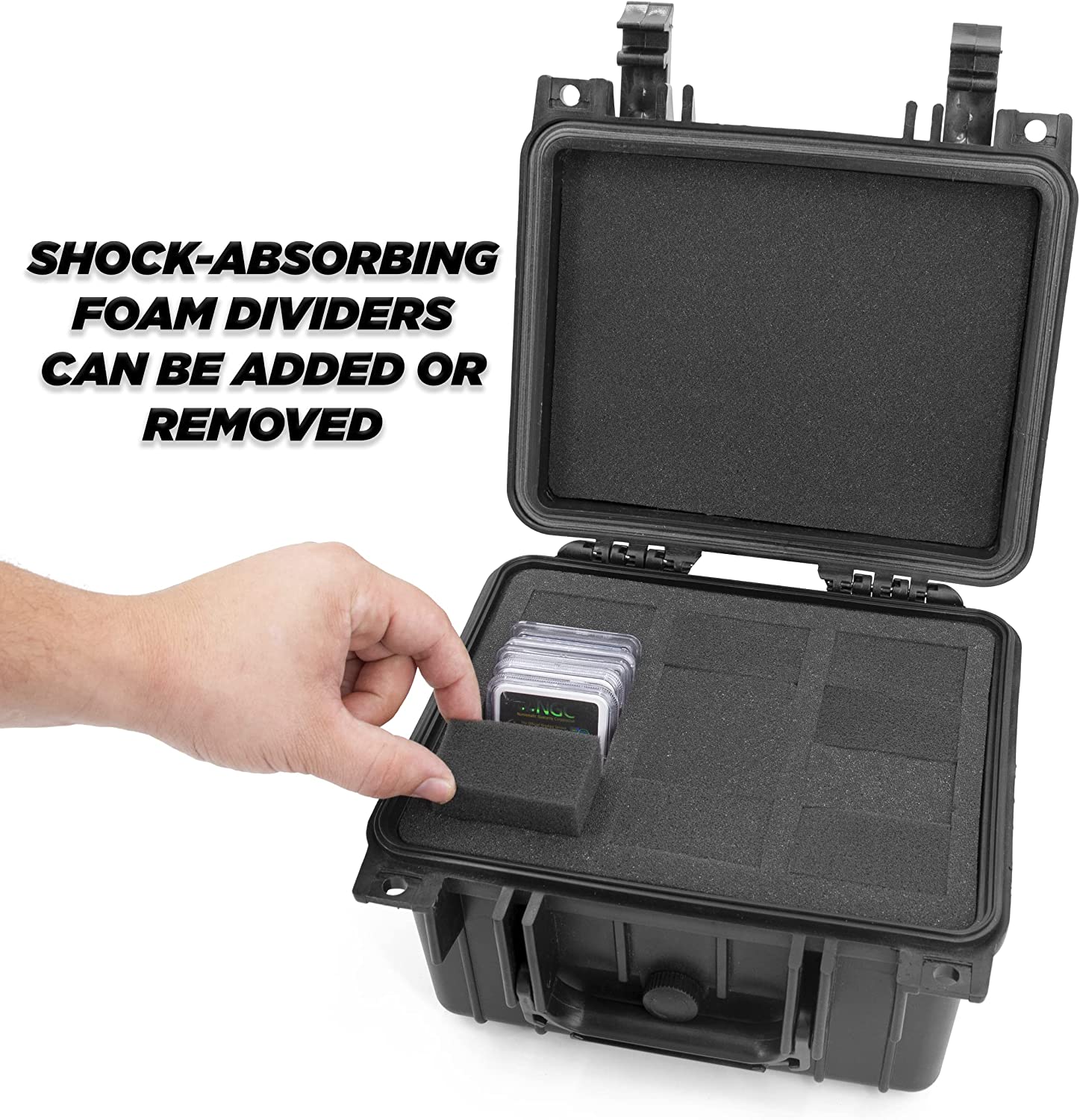 CASEMATIX Graded Coin Case for 50 PCGS or NGC Certified Coins - Waterproof Custom Coin Storage Box with Secure Holders for Coin Collectors - Perfect for Display, Protection & Organizing Valuable Coin Collections