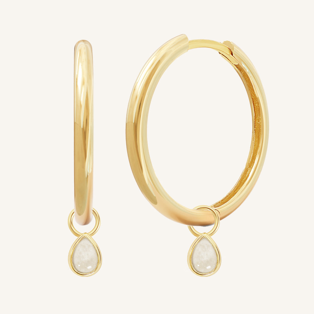 Moonstone Trove Charm Hoops - Elegant Sterling Silver Earrings for Women | Perfect for Boho Chic Style & Everyday Wear