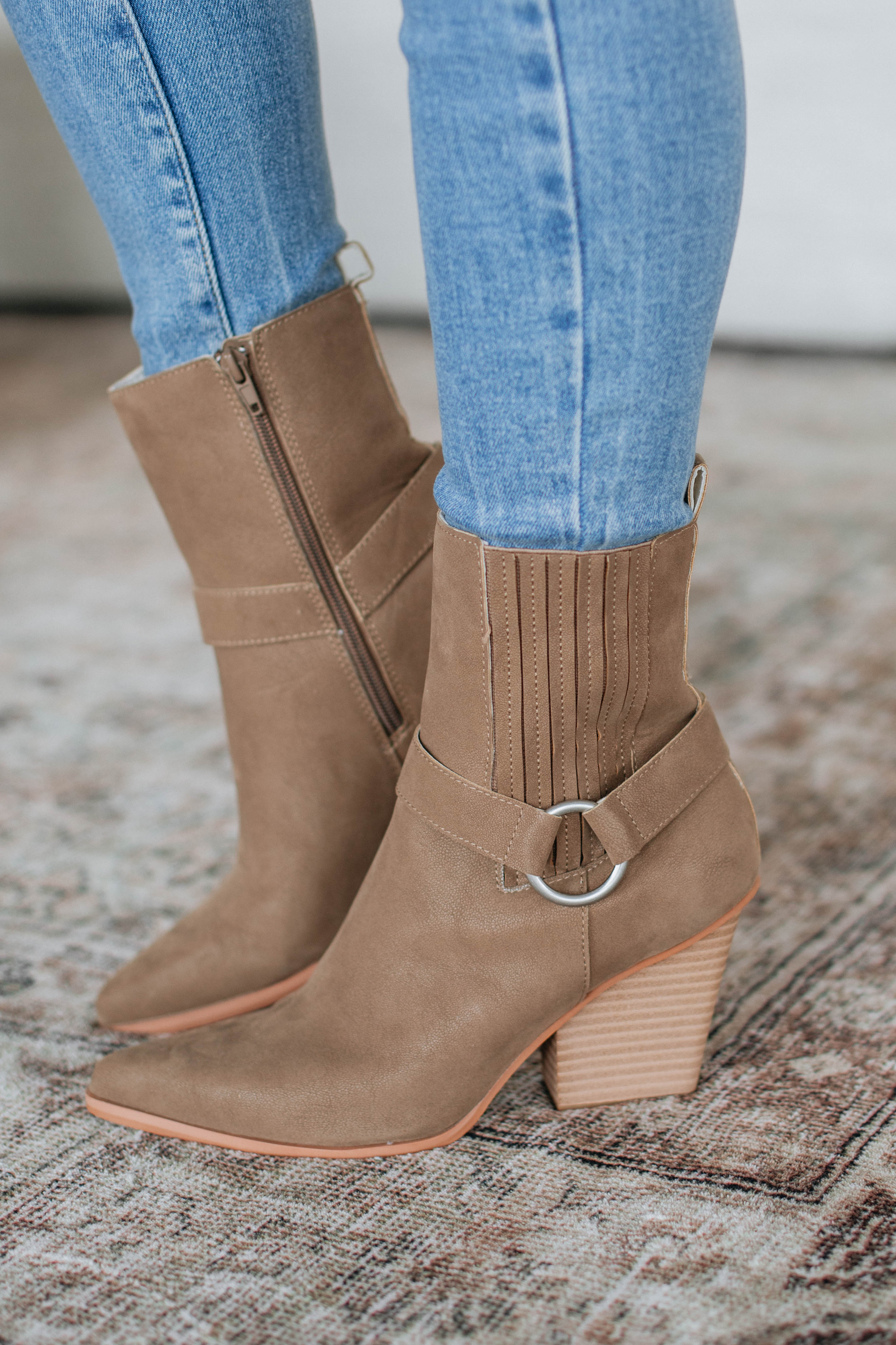 Reckless Attitude Boots in Dark Taupe - Stylish Women's Ankle Boots for Fall & Winter Fashion | Perfect for Casual Outfits, Date Nights & Office Wear