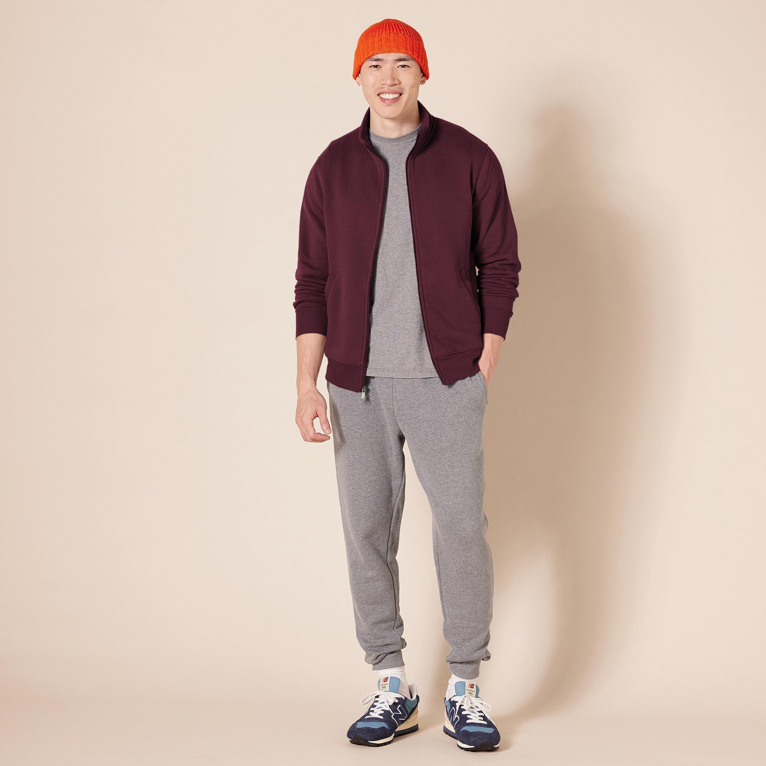 Amazon Essentials Men's Fleece Mock Neck Zip-Up Sweatshirt - Warm Casual Pullover for Winter, Gym & Outdoor Activities