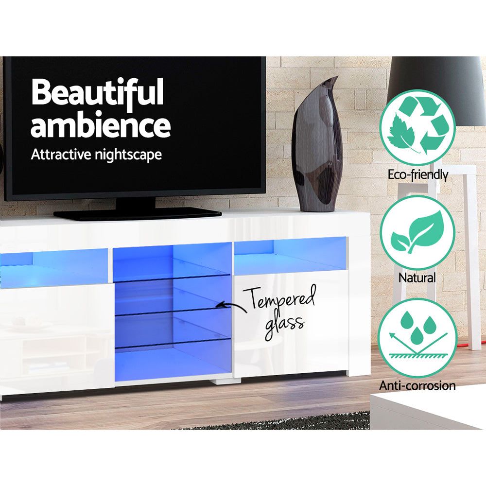 Artiss 180cm White Bobi Entertainment TV Stand with LED Lights - Modern TV Cabinet for Living Room, Bedroom & Home Theater