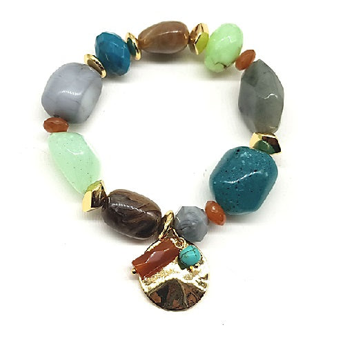 Chunky Homaica Bead Bracelet for Women - Boho Handmade Stretch Beads Jewelry - Perfect for Casual Wear, Festivals & Layering