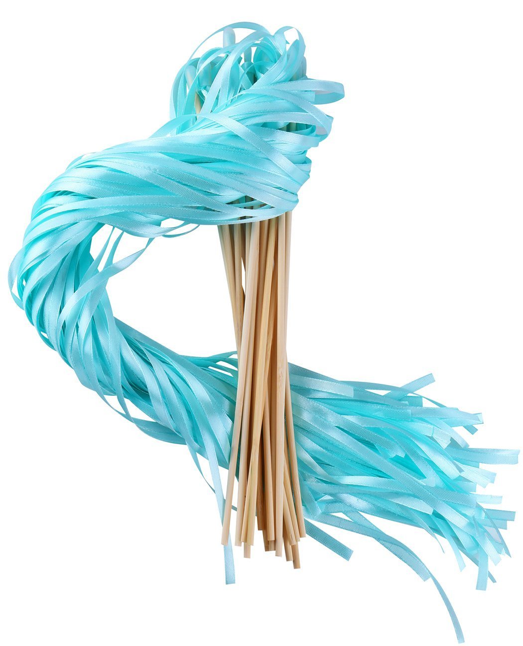 REINDEAR 30 Pcs Wedding Party Ribbon Wands - Single Color Cyan Streamers for Bridal Showers, Bachelorette Parties & Photo Props | Elegant Decoration for Celebrations