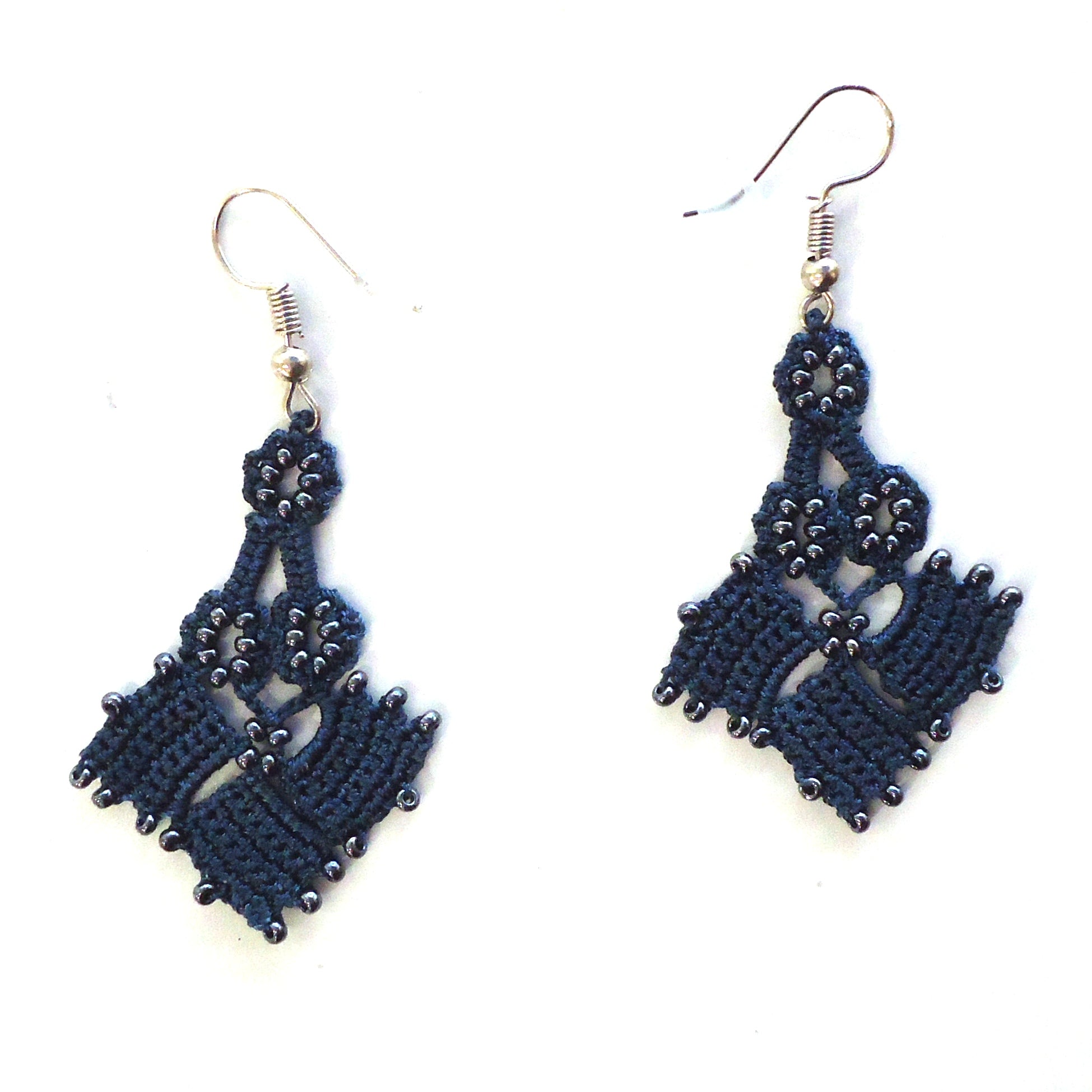 Diamond Parade Earrings for Women - Elegant Navy Blue Stud Earrings - Perfect for Parties, Weddings & Everyday Wear