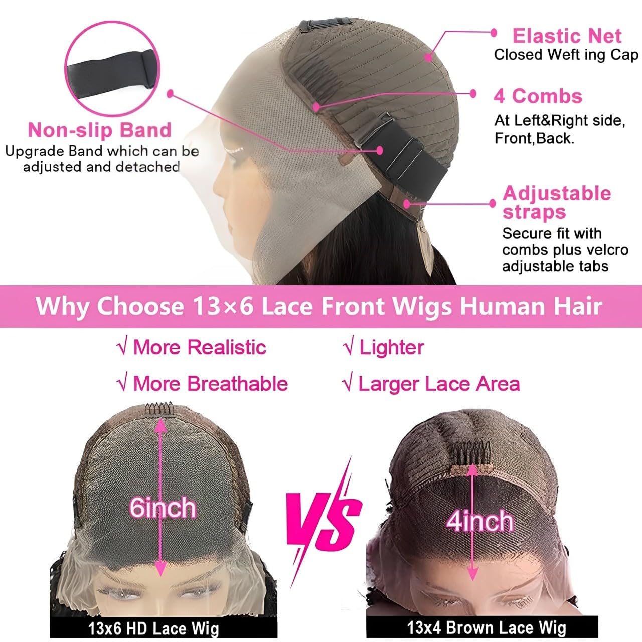 30 Inch 13x6 Deep Wave Lace Front Wigs 100% Virgin Human Hair - 200 Density Pre-Plucked HD Lace Wig with Natural Hairline, Glueless Design for Women - Perfect for Daily Wear, Cosplay & Special Occasions