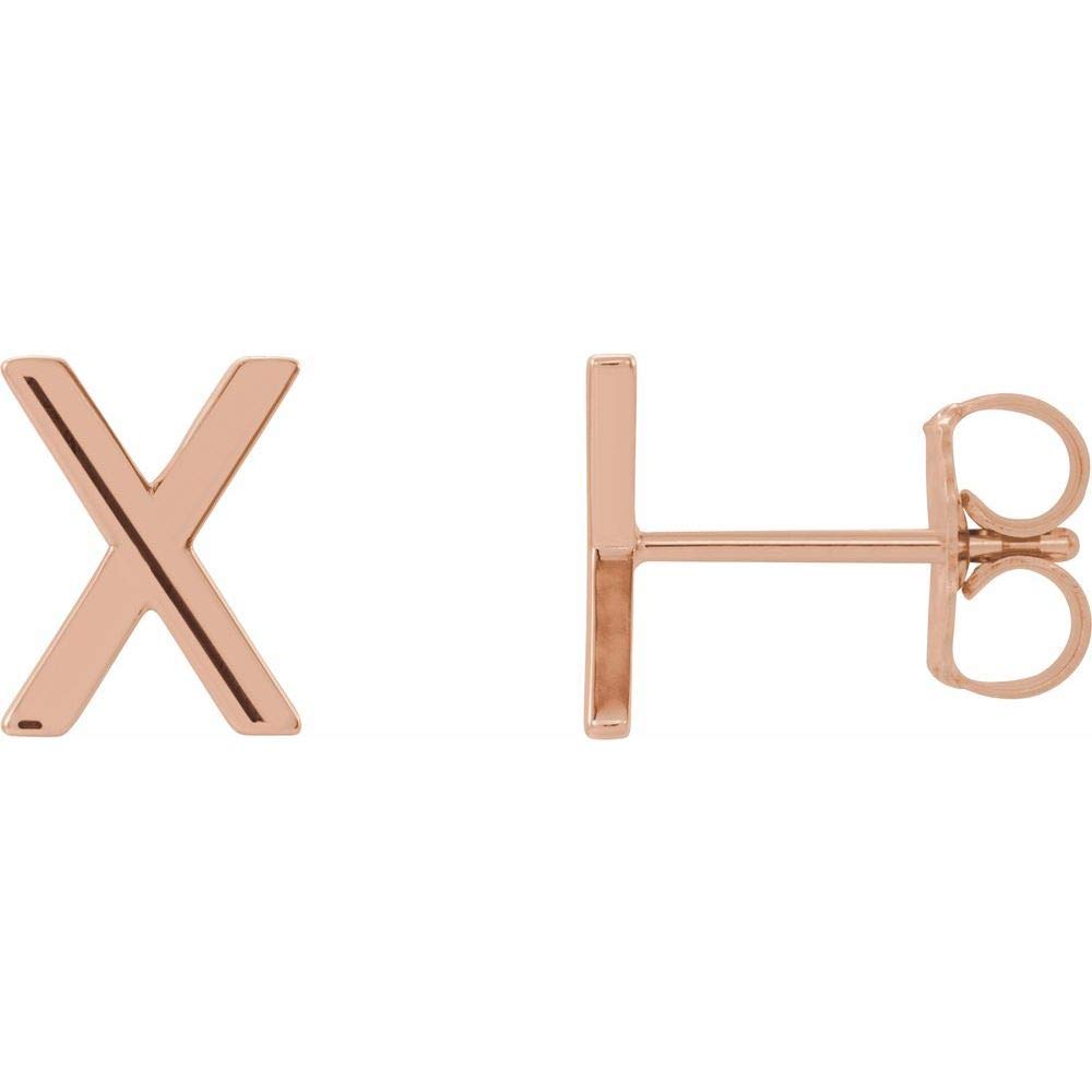Alphabet Initial Letter X Stud Earring - 8mm x 6.3mm Single Earring (Sold Separately) | Minimalist Jewelry for Everyday Wear, Gift for Her, Initial Personalized Accessory