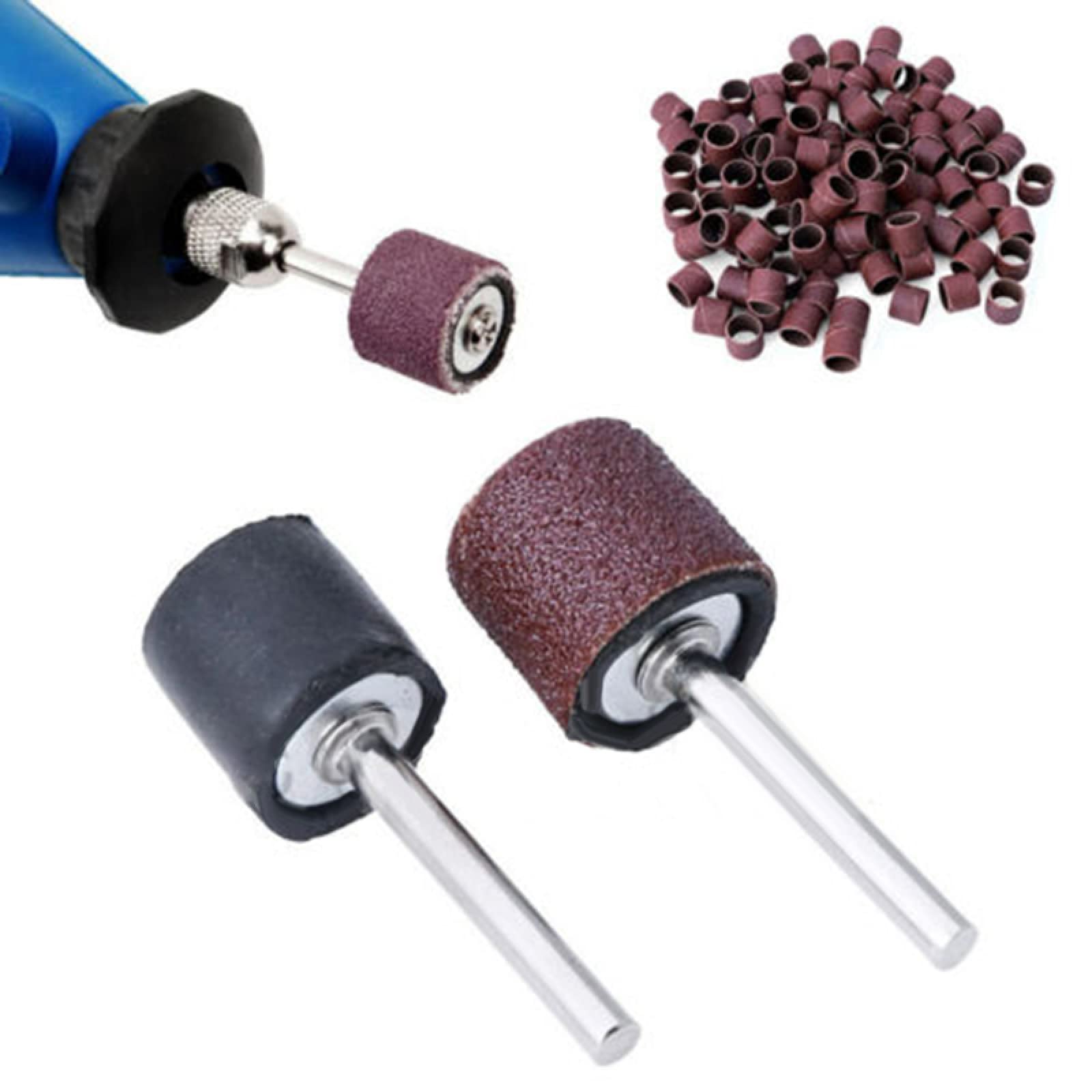 100PCS 80 Grit Sanding Drum Bands & Sleeves Set with Mandrels for Rotary Tools | Woodworking, Metal Polishing & DIY Projects | Abrasive Sanding Kit for Dremel & Drill Accessories
