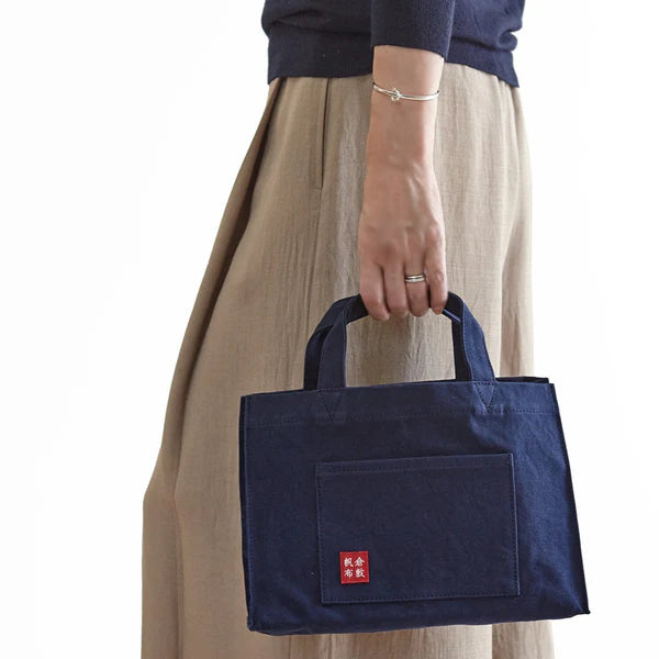 Premium Kurashiki Hampu Canvas Tote Bag - Stylish & Durable Black Shoulder Bag for Women | Perfect for Shopping, Work, Travel & Daily Use