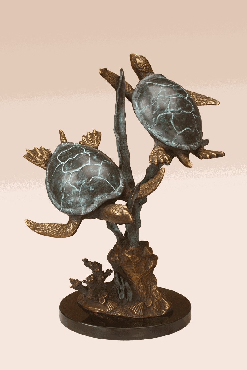 SPI Home Sea Turtle Duet with Seagrass Figurine - Handcrafted Coastal Decor for Beach House, Bathroom & Ocean-Themed Rooms | Perfect Gift for Turtle Lovers