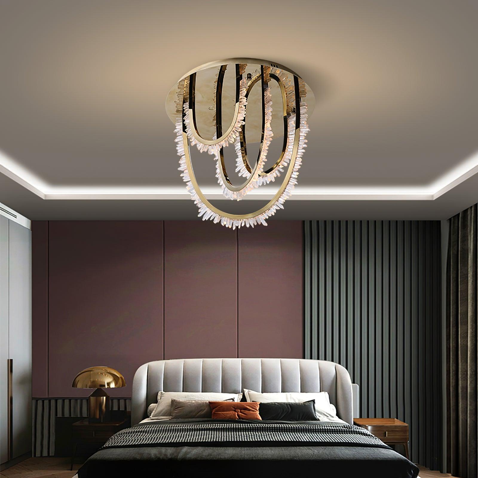 Elegant Crystal Chandelier Ceiling Light - Modern Dangling Pendant Lamp for Dining Room, Bedroom, and Living Room Decor