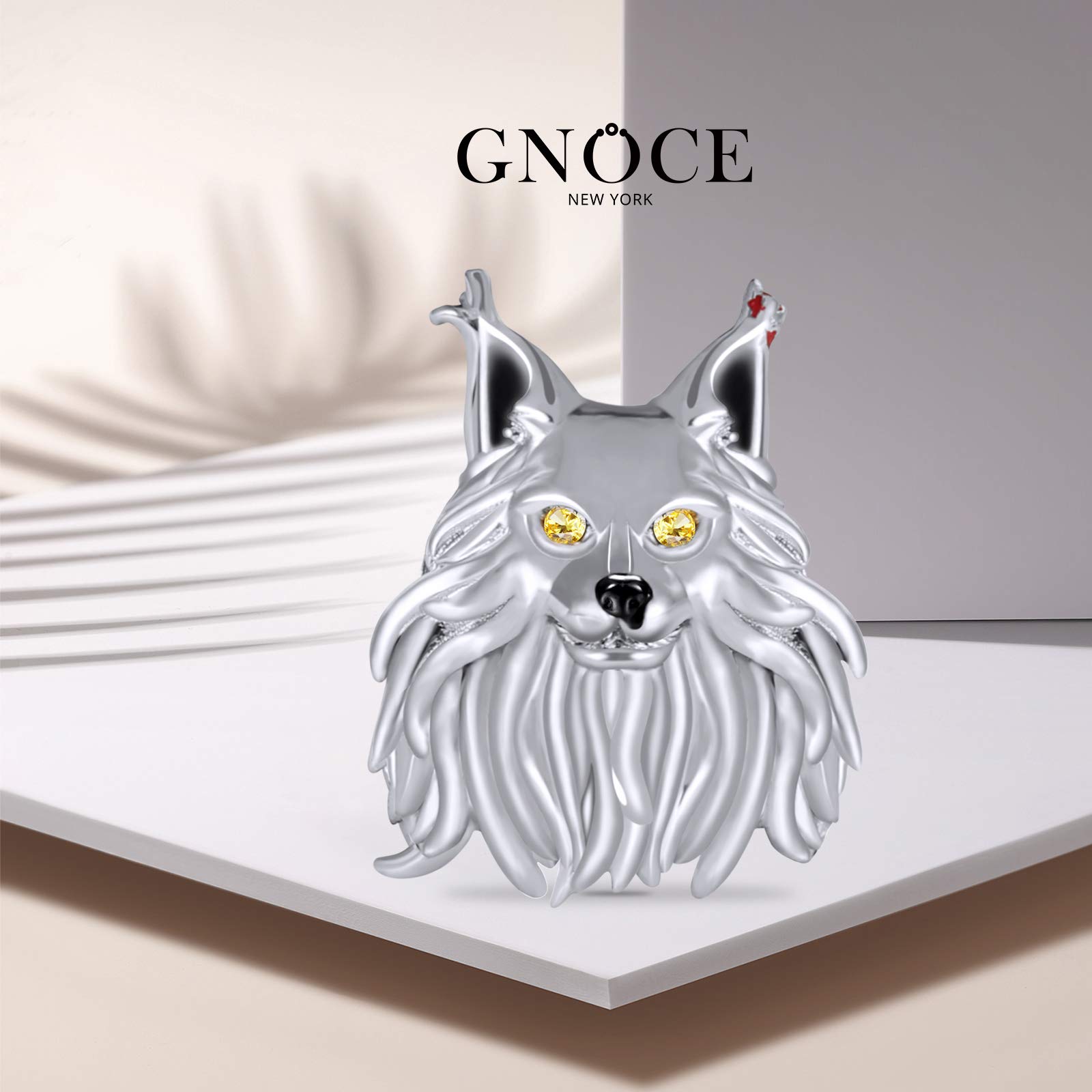 GNOCE Sterling Silver Maine Coon Cat Charm Bead - Handmade Animal Jewelry for Bracelets & Necklaces - Perfect Christmas Gift for Women, Wife, Cat Lovers (Great for Daily Wear, Special Occasions & Gift Giving)