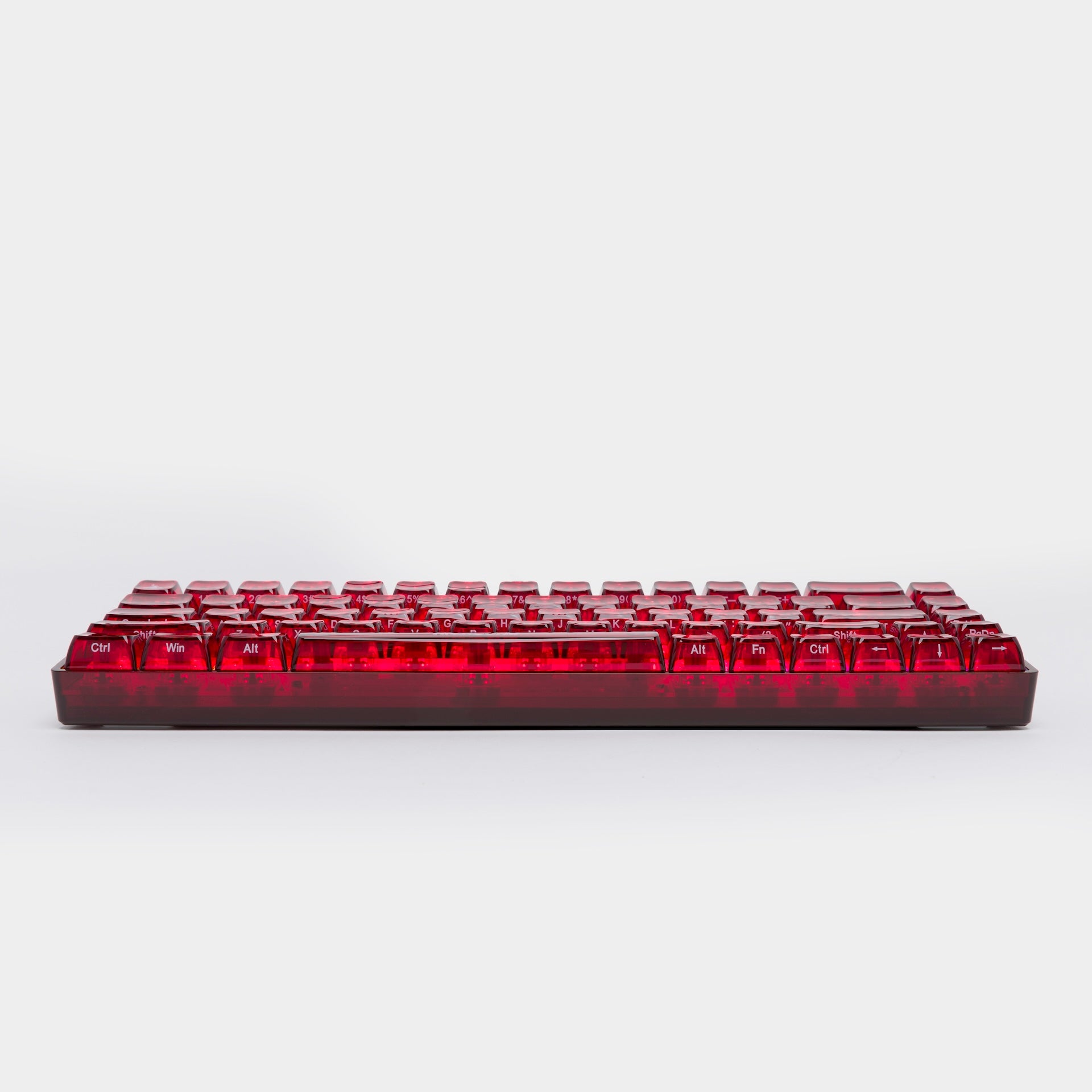 Clear Ruby Basecamp 65 Mechanical Keyboard - White Flame Switch - Compact 65% Layout for Gaming & Office Typing - Perfect for Esports, Programming & Home Workspace
