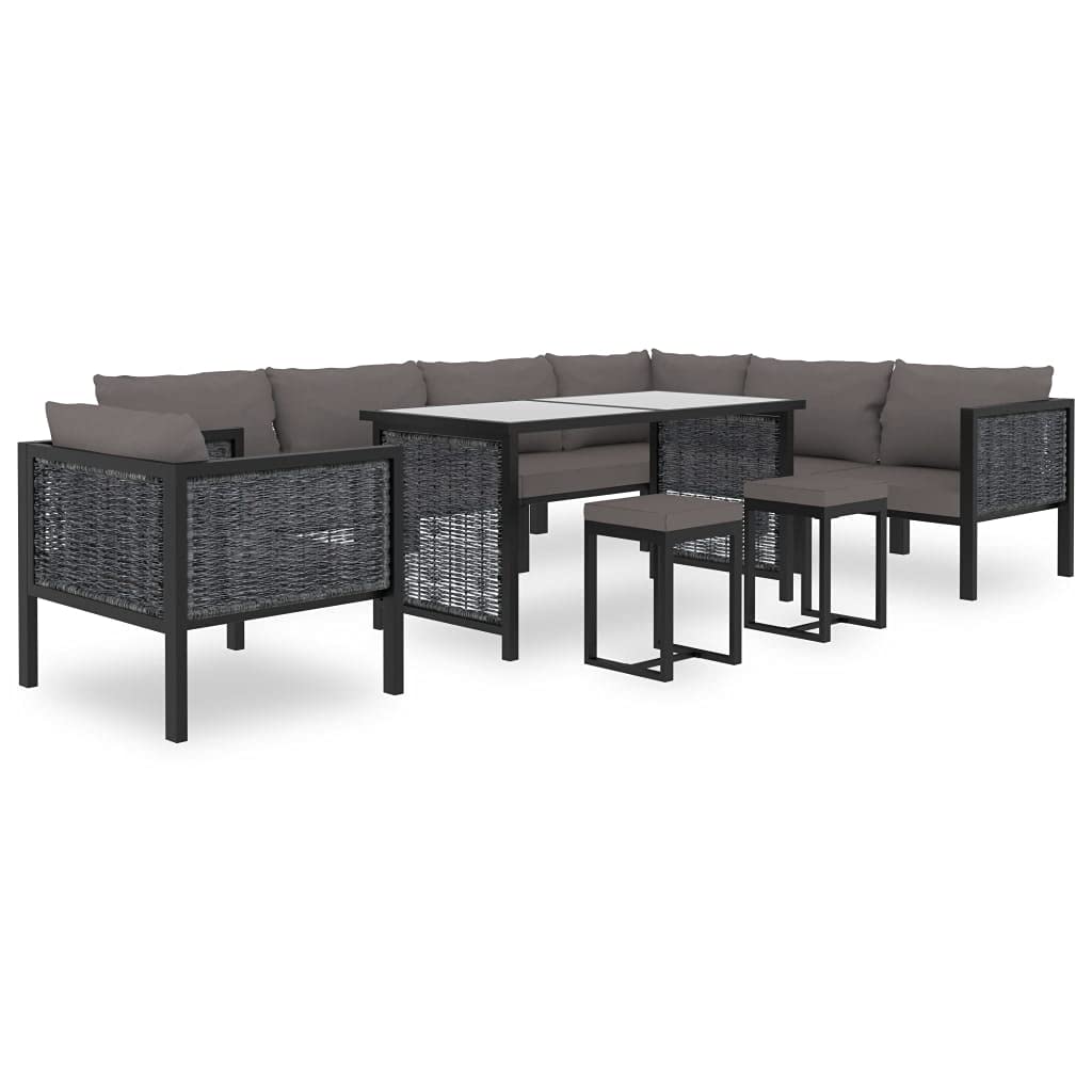 All-Weather Outdoor Sectional Sofa Set - PE Rattan Wicker Patio Conversation Furniture with Grey Cushions, Right Arm Corner Sofa in Anthracite - Perfect for Backyard, Poolside & Garden Relaxation