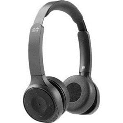 Cisco 722 Wireless Dual On-Ear Bluetooth Headphones with Webex Button - USB-A HD Bluetooth Adapter, Soft Case & Charging Stand - Carbon Black (HS-WL-722-BUNAS-C) - Ideal for Remote Work, Video Conferencing & Office Use