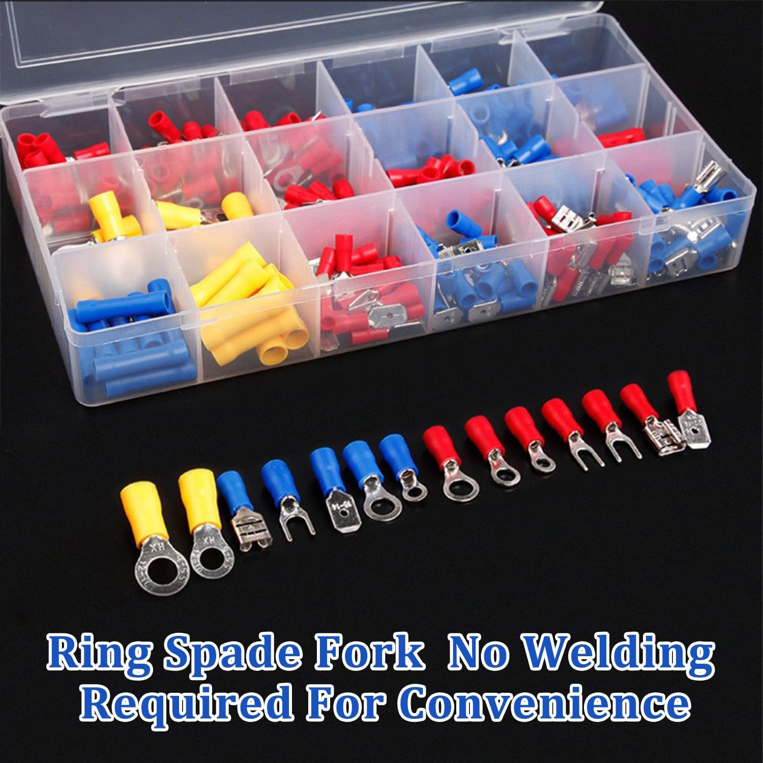 280PCS Insulated Wire Crimping Connector Kit - Ring, Fork, Shovel & Butt Terminals for Secure Electrical Connections | Perfect for Automotive, Home Wiring & DIY Electronics Projects