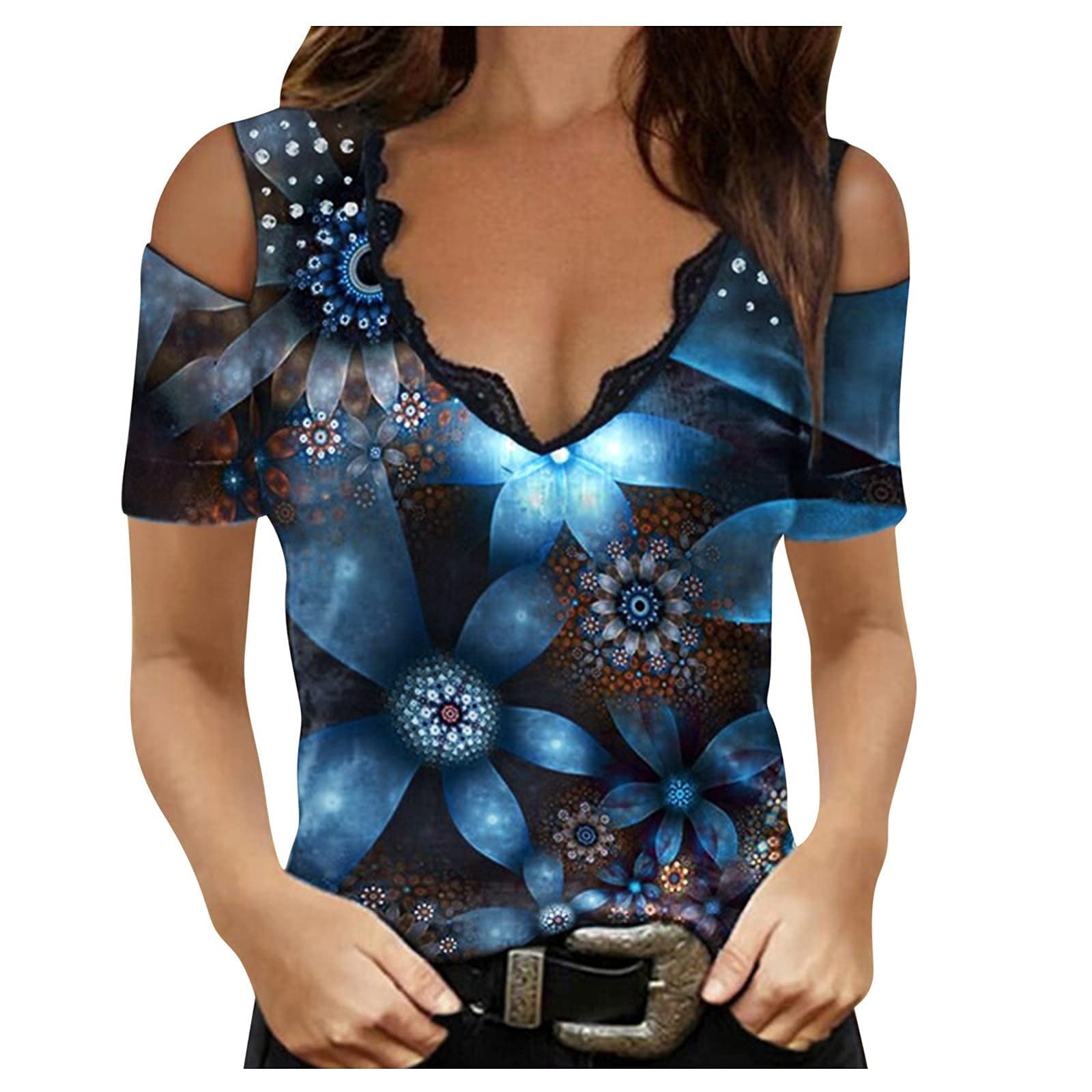 2022 Trendy Women's Summer Tops - Sexy V-Neck Zipper Short Sleeve T-Shirt, Loose Fit Graphic Tee in White & Black | Casual Outing, Beach Wear, Street Fashion
