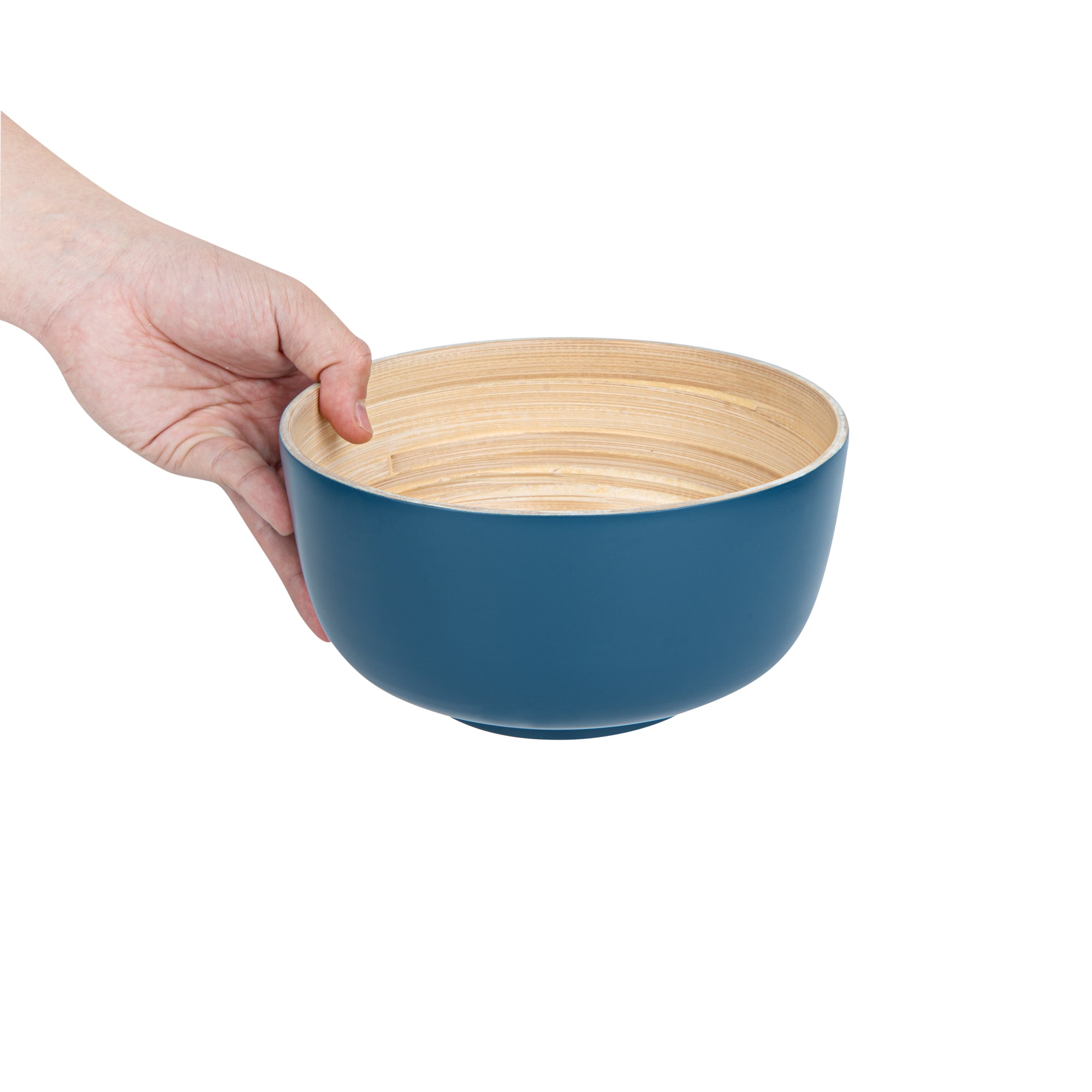 Bambuddha 15 oz Round Blue Spun Bamboo Salad Bowl - 7.75