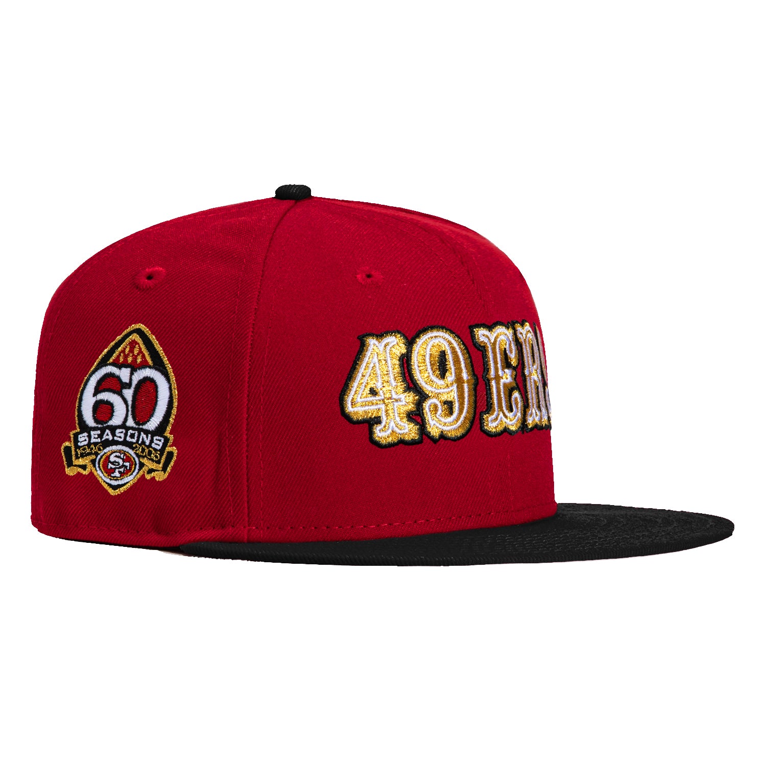 New Era 59Fifty San Francisco 49ers 60th Anniversary Patch Snapback Hat - Cardinal & Black - Official NFL Licensed Cap for Men & Women - Perfect for Football Games, Fan Gear & Streetwear Fashion