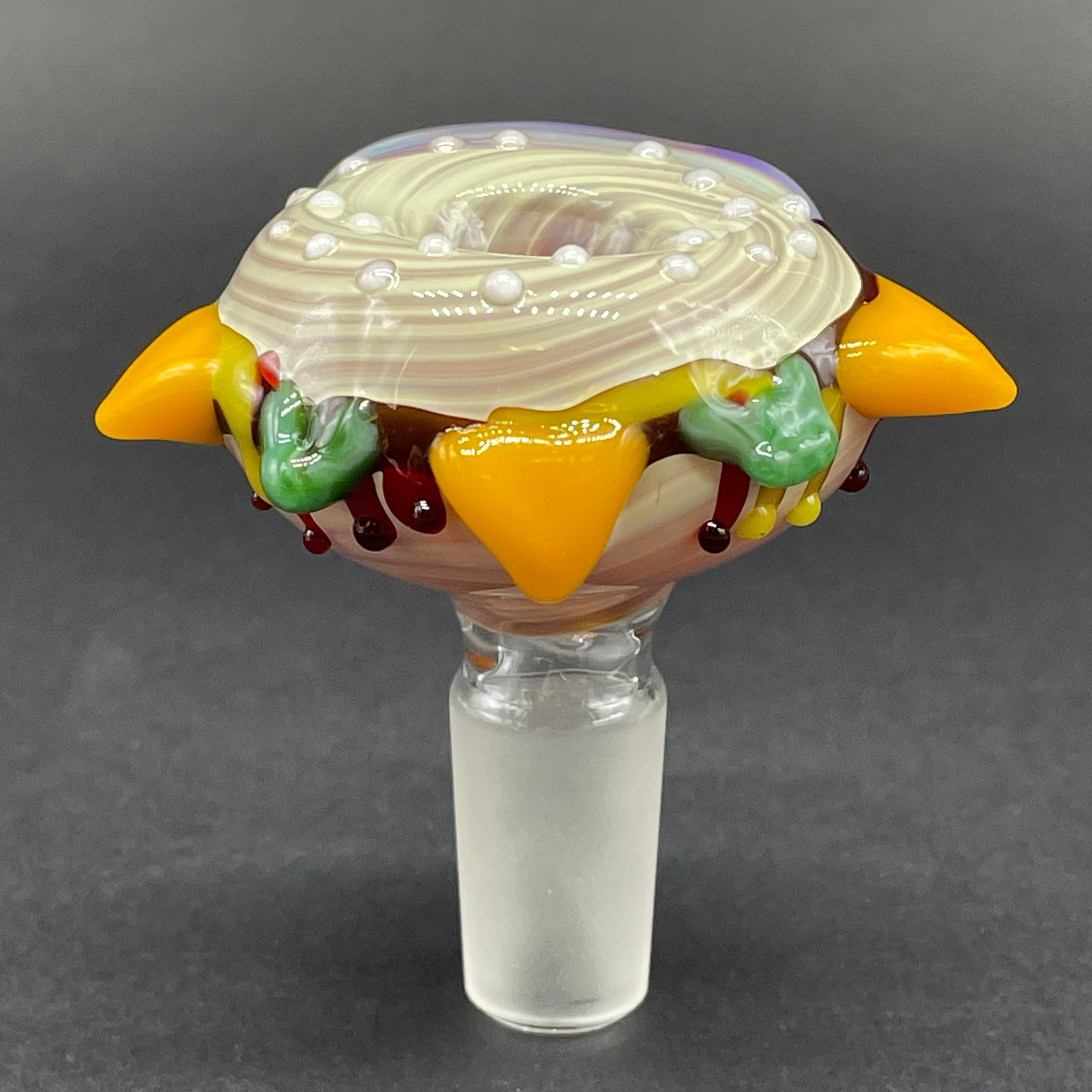 14mm Cheeseburger Glass Slide - Premium Borosilicate Glass Pipe for Smooth Smoking | Perfect for Concentrates, Herbs & Personal Use at Home or On-the-Go