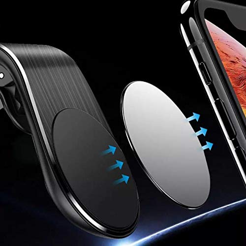 BoxWave Magnetic Car Mount Holder for Tecno Spark Power 2 Air - Strong Vent Clip Phone Mount with Metal Plate, Universal Smartphone Car Accessories (Jet Black) - Perfect for GPS Navigation & Hands-Free Driving