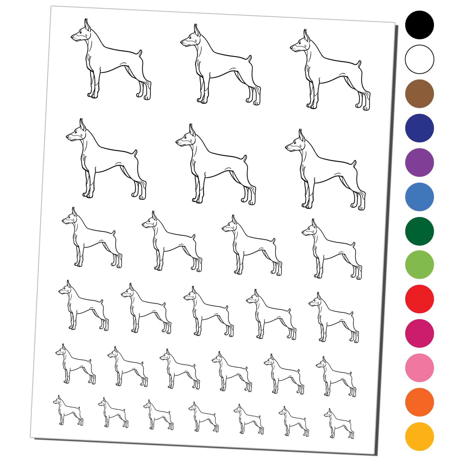 Doberman Pinscher Temporary Tattoos for Dogs - Waterproof Fake Body Art Stickers (Black, 1 Sheet) - Perfect for Pet Costume Parties, Halloween & Dog Shows