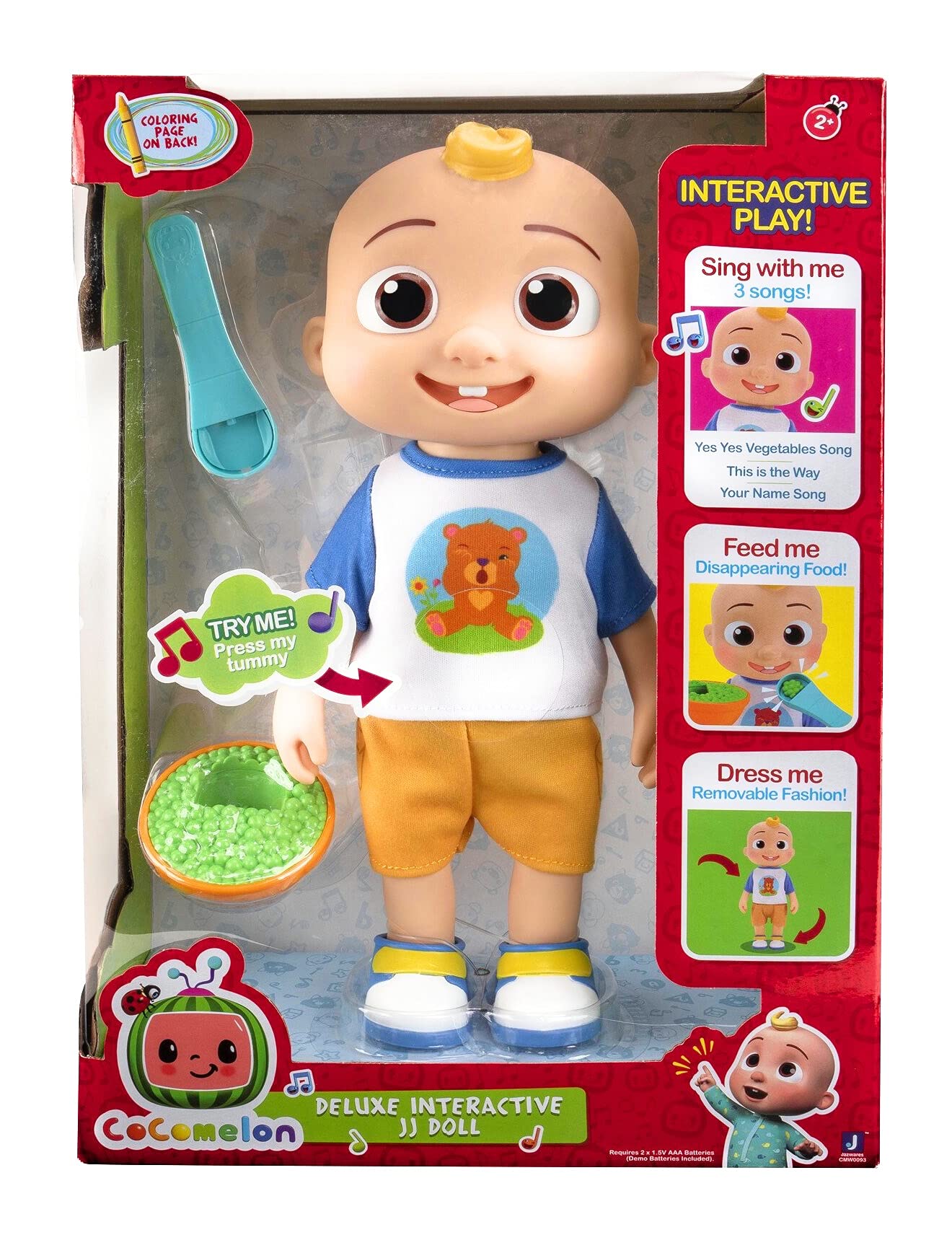 **CoComelon Interactive JJ Doll - Educational Musical Toy with 5 Learning Songs & Phrases for Toddlers 1-3 Years | Best Birthday Gift for Boys & Girls | Encourages Early Development & Sensory Play | Perfect for Playtime, Travel & Learning Fun | Great for Home, Daycare & On-the-Go Interactive Play & Early Education | Ideal for Bedtime Stories, Preschool Learning & Family Bonding Activities**