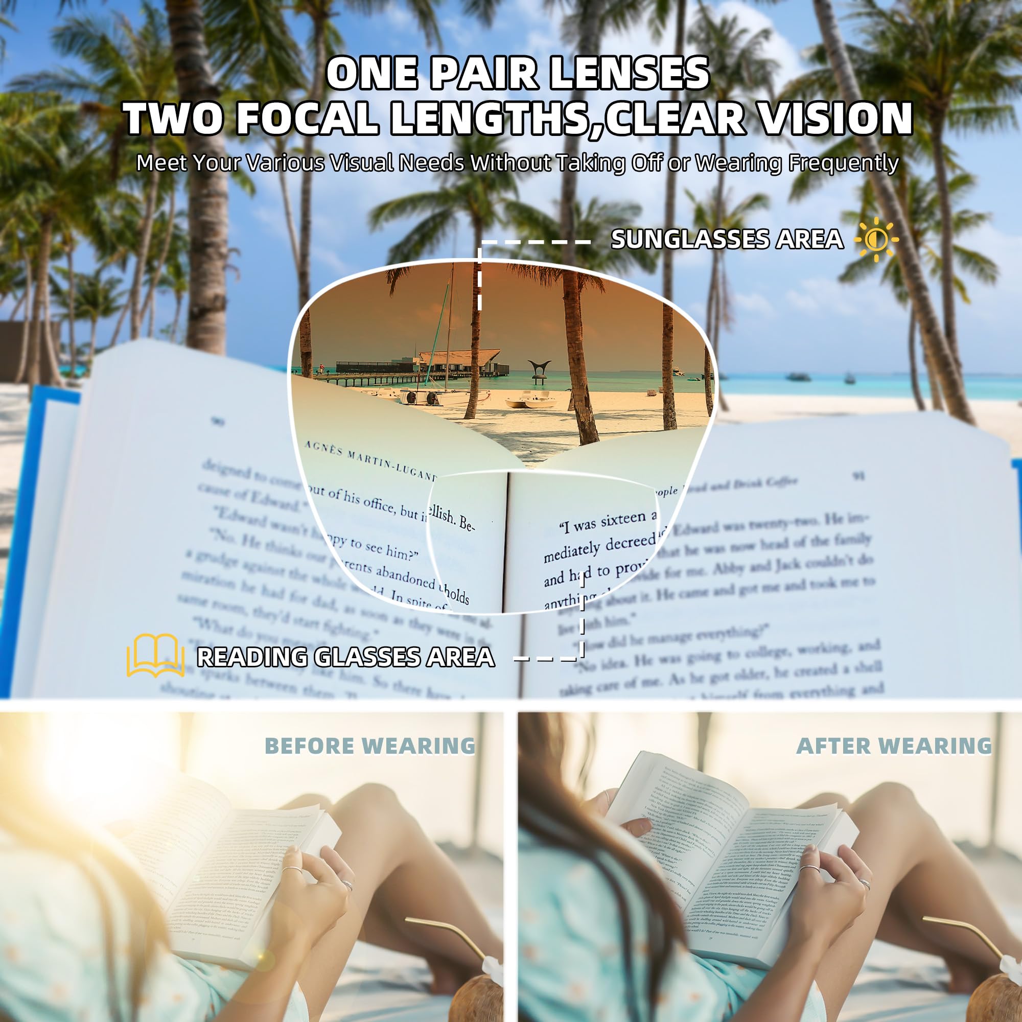 LADEESSE 3 Pack Bifocal Sunglasses for Women - Stylish UV400 Prescription Reading Sunglasses with +2.5 Readers Built-in | Perfect for Outdoor Activities, Driving, and Reading in Sunlight