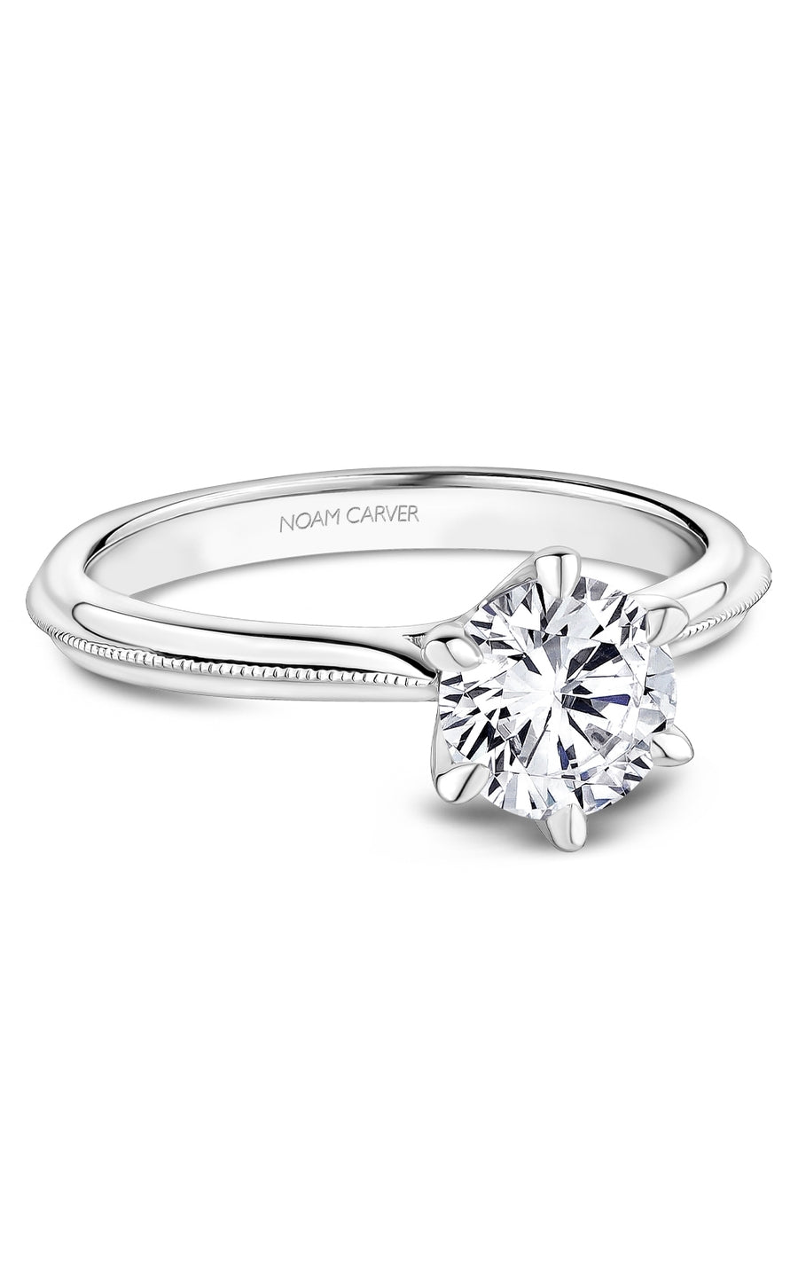 Noam Carver B247 04A Bridal Engagement Ring - 14K White Gold Diamond Wedding Ring for Women - Perfect for Proposals, Anniversaries & Special Occasions