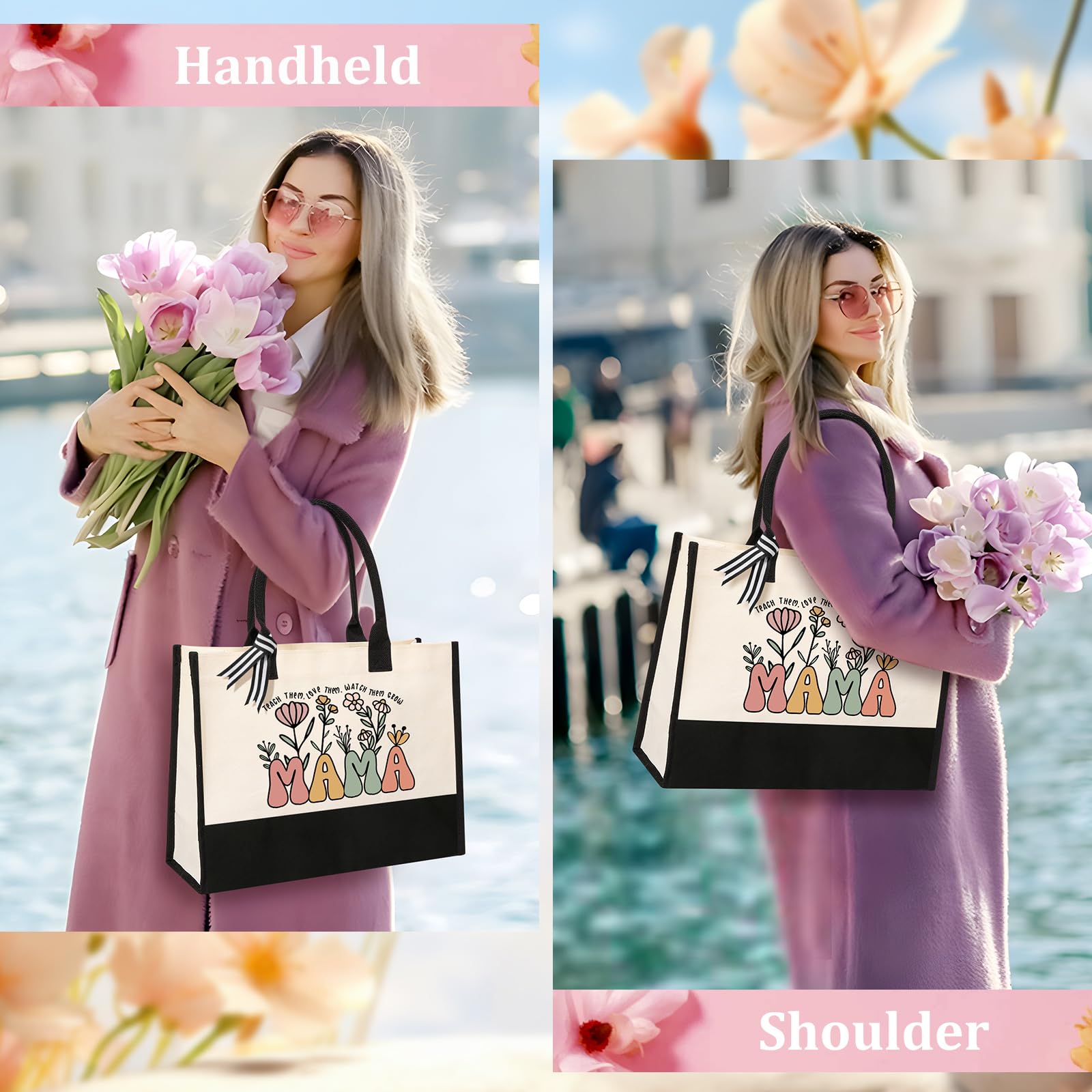 Personalized Canvas Tote Bag for Women - Perfect Birthday, Mother's Day & Christmas Gift from Daughter or Son | Makeup Bag, Shopping Tote & Everyday Carryall