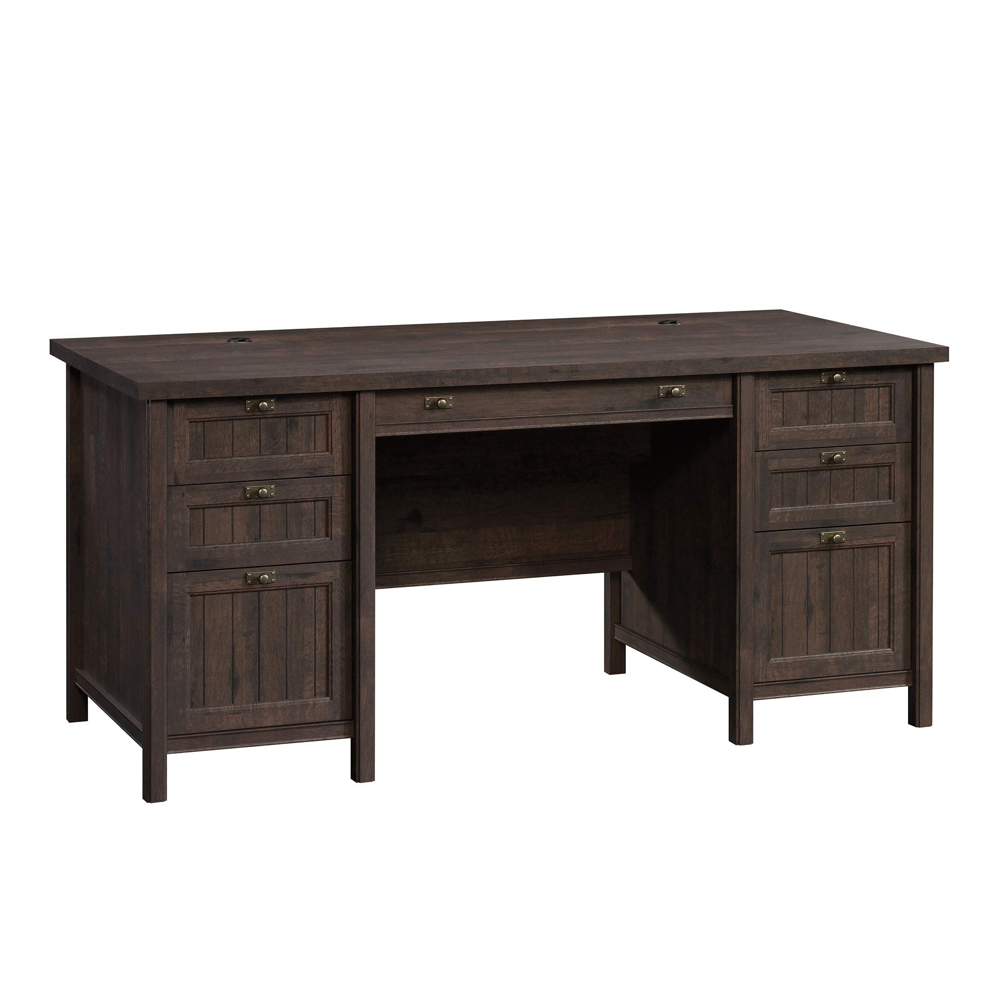 Sauder Costa Executive Office Desk with Drawers & File Storage - Coffee Oak Finish - Perfect for Home Office, Study Room & Professional Workspace