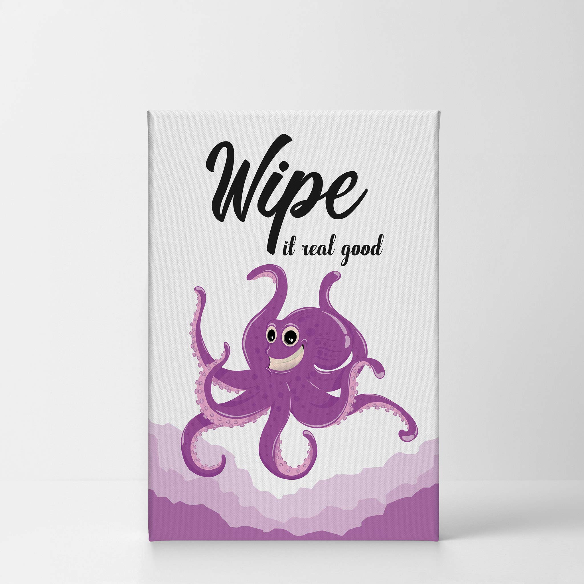 Smile Art Design 'Wipe It Real Good' Funny Quote Canvas Print - Bathroom Wall Decor, Nursery Wall Art, Home Decoration (40x30 Inches, Ready to Hang, Made in USA) - Perfect for Kids' Bathrooms, Playrooms & Humorous Home Décor