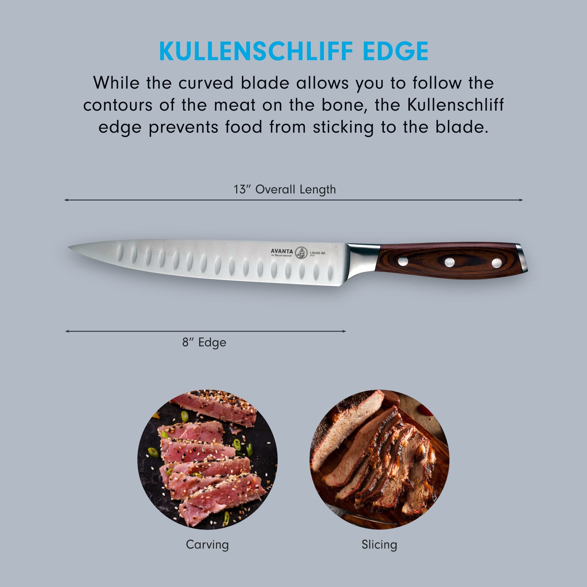 Messermeister Avanta Forged 6-Piece German Knife Set - 4 Steak Knives + Carving Knife & Fork - X50 Stainless Steel - Rust Resistant & Easy to Maintain - Perfect for BBQ, Dinner Parties & Holiday Meals