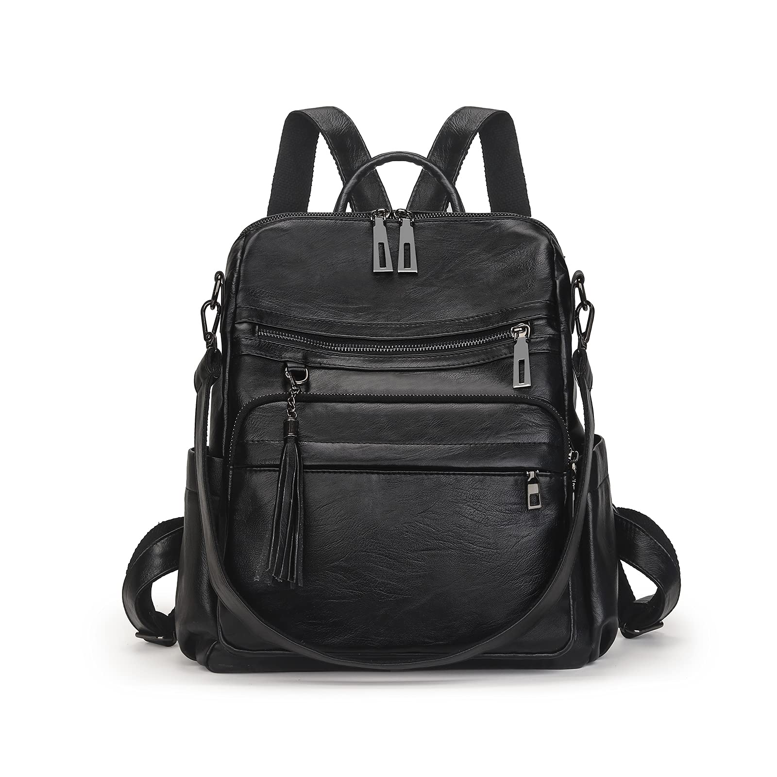 Stylish Women's PU Leather Backpack Purse - Large Fashion Shoulder Bag with Tassel for Travel, Work & Daily Use