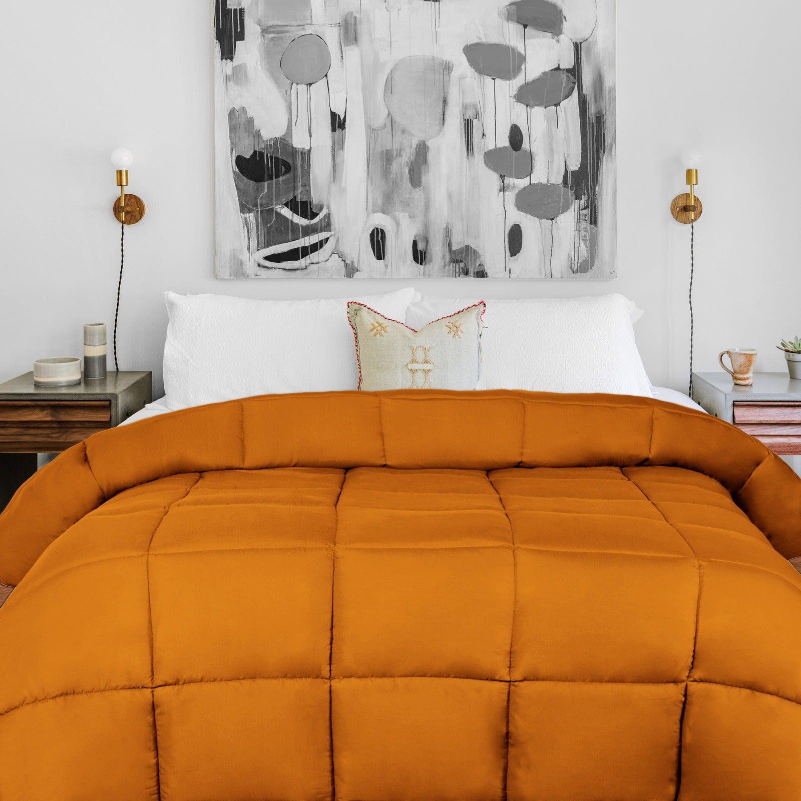 Soft Brushed Microfiber Down Alternative Comforter - Medium Weight Solid Bedding for All Seasons | Perfect for Cozy Nights, Guest Rooms & Dorm Comfort