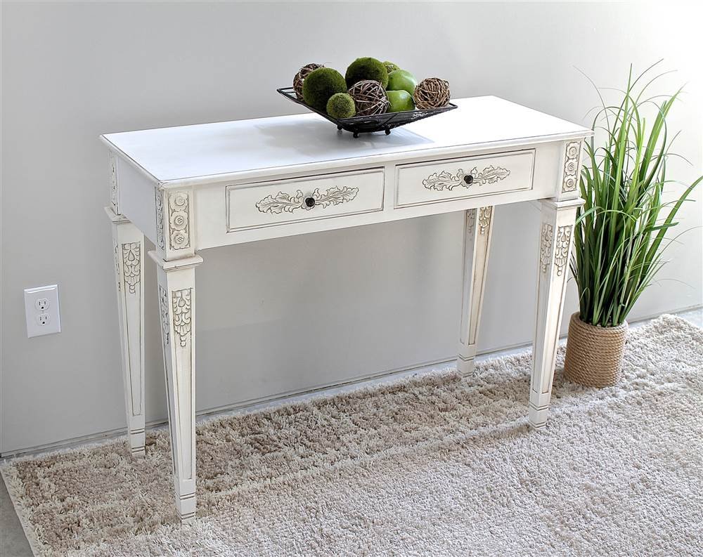 Windsor Two-Drawer Rectangular Console Table - Solid Wood Entryway Furniture for Hallway, Living Room & Foyer Decor