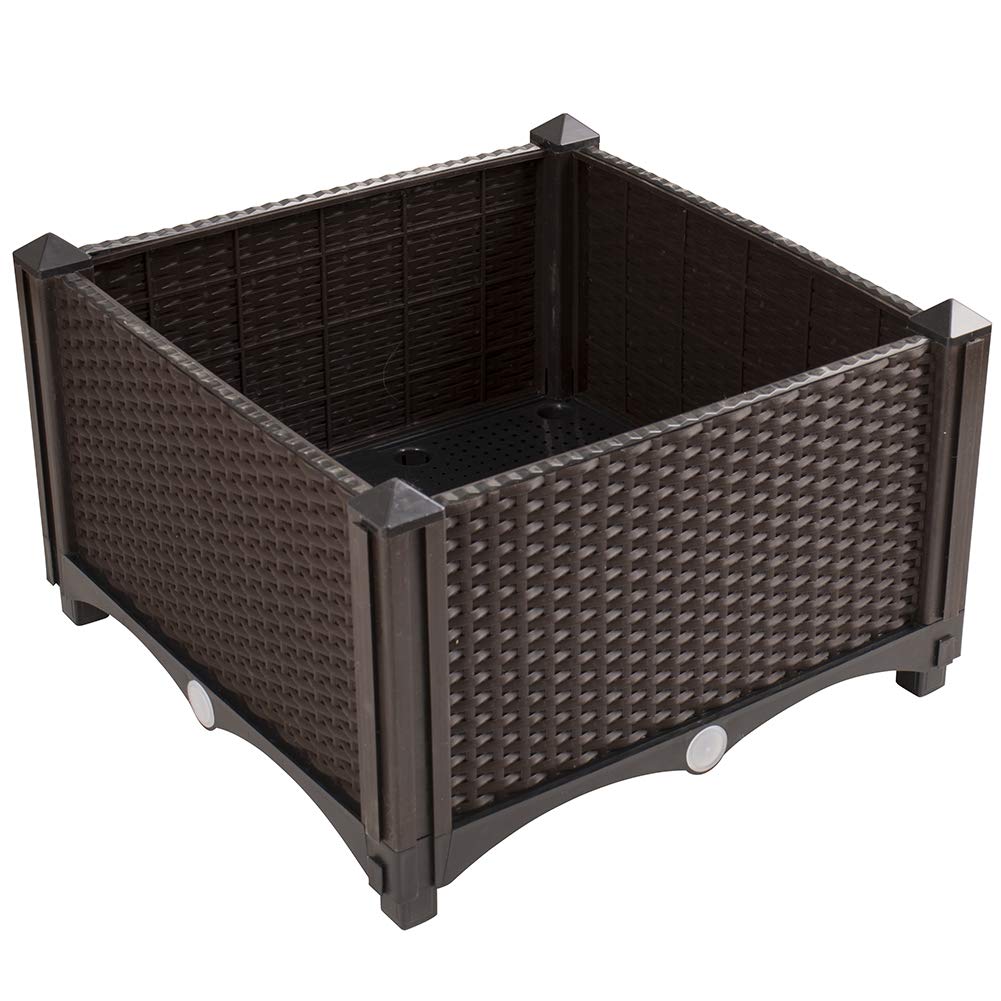 Stackable Modular Raised Planter Kit - Durable Brown Garden Bed for Flowers, Vegetables & Herbs - Perfect for Patios, Balconies & Small Spaces