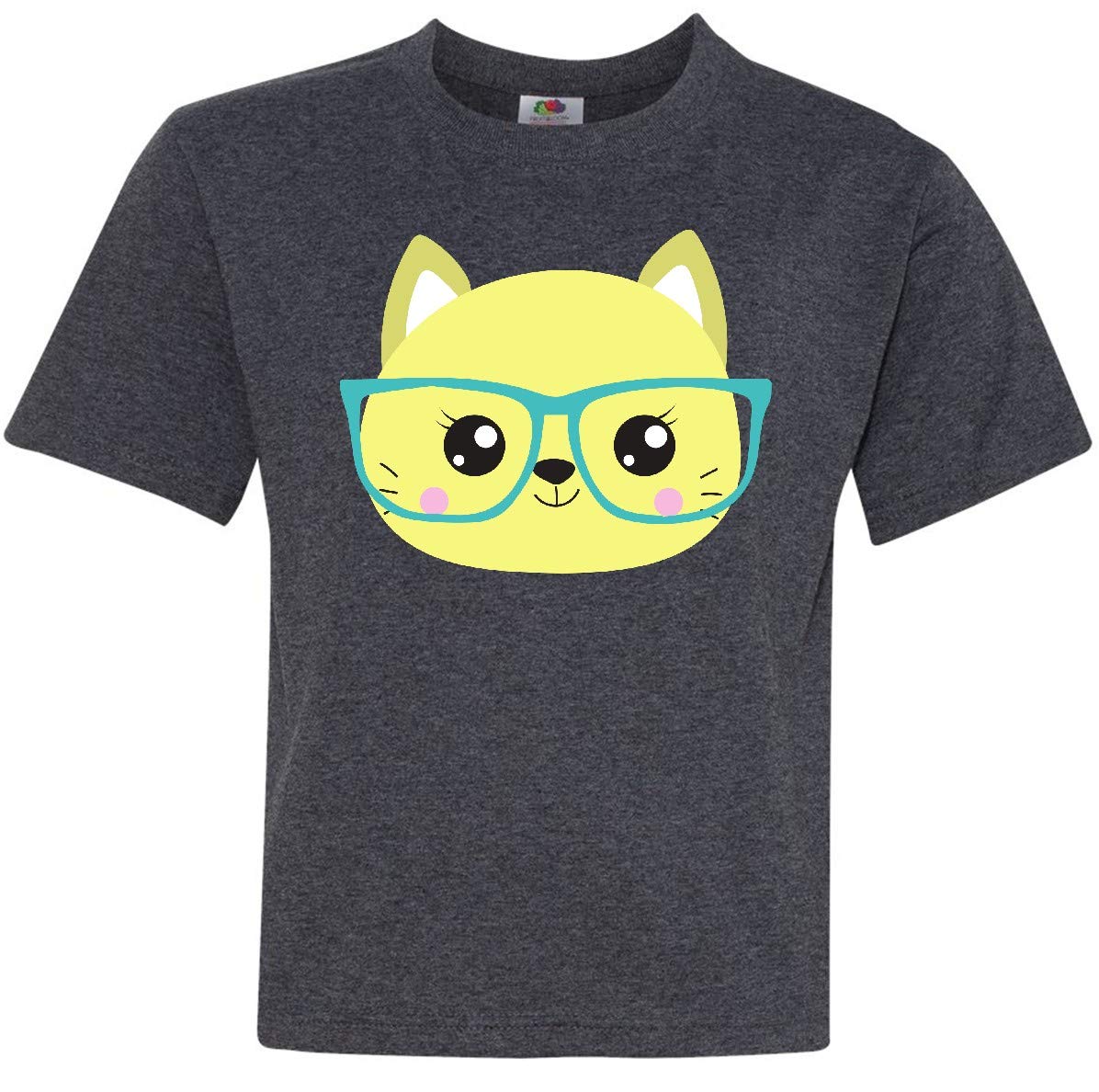 Hipster Cat with Glasses Cute Kitten Youth T-Shirt - Fun Graphic Tee for Cat Lovers, Perfect for Casual Wear & Gifts