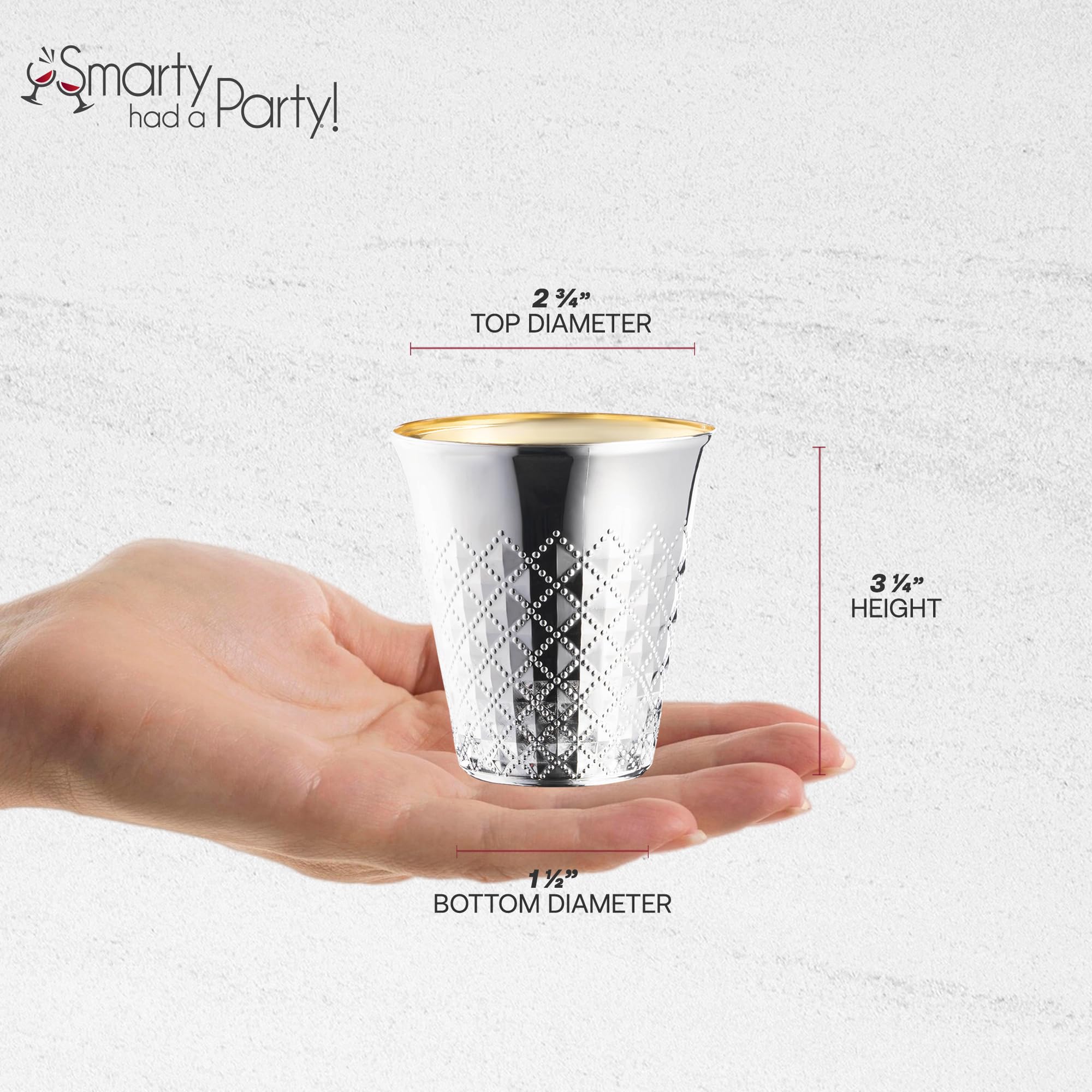 Disposable Plastic Cups - 300 Pack Shiny Metallic Aluminum Silver Round Plastic Kiddush Cups for Weddings, Parties & Special Occasions | Elegant Drinkware for Cocktails, Juice & Beverages