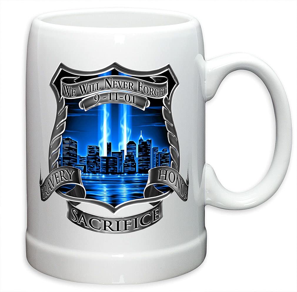 German Beer Stein - Police Officer Gifts for Men & Women - Law Enforcement Stoneware Beer Mug - Tribute High Honor Police Beer Glasses with Logo - Set of 24 (20oz) - Perfect for Police Appreciation Events, Retirement Parties & Collectors