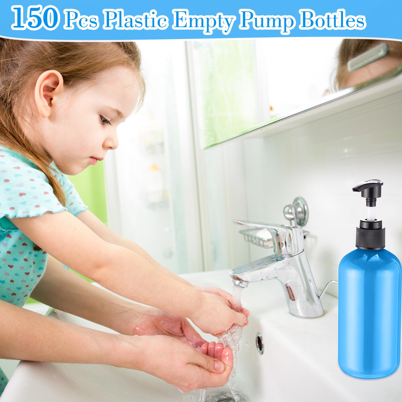 150-Pack 8 oz Clear Plastic Pump Bottles - Leakproof Refillable Dispensers for Shampoo, Conditioner, Body Wash & Liquid Soap (Black) | Perfect for Home, Salon, Travel & DIY Beauty Products