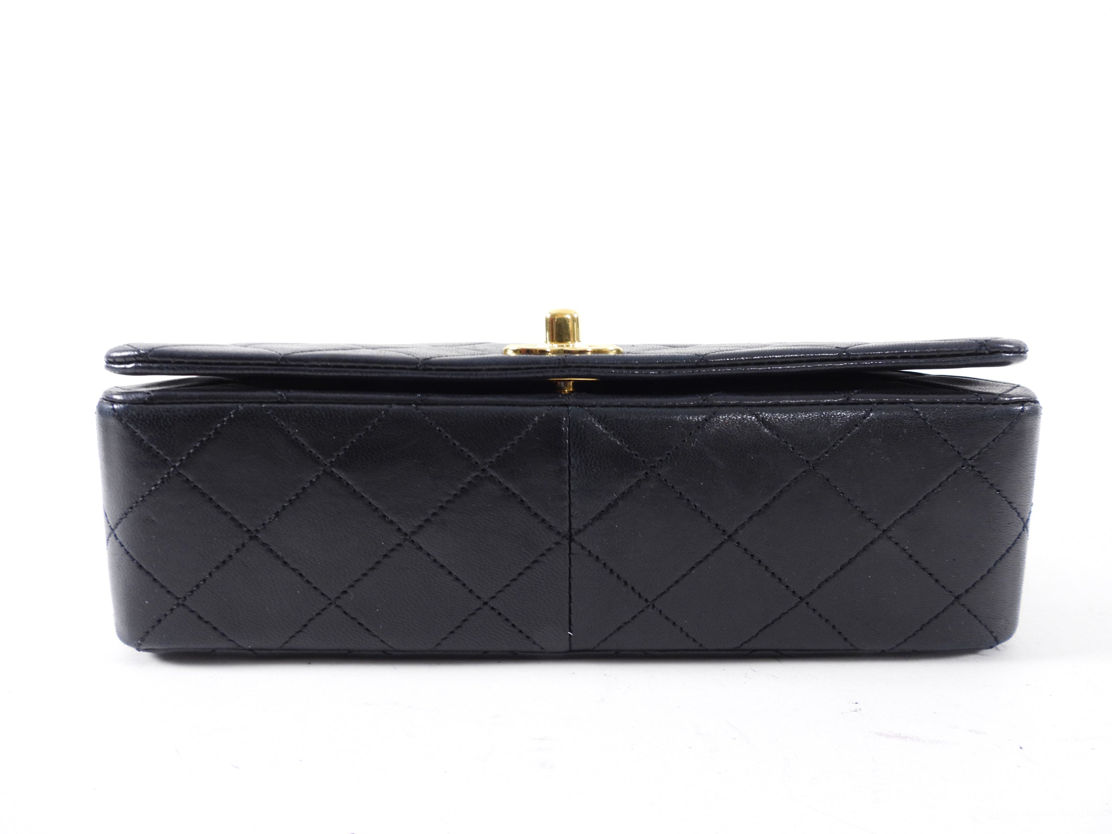 Vintage Chanel 1989 Black Lambskin Leather Classic Flap Bag with Gold Chain - Perfect for Evening Parties, Date Nights & Luxury Fashion Collectors