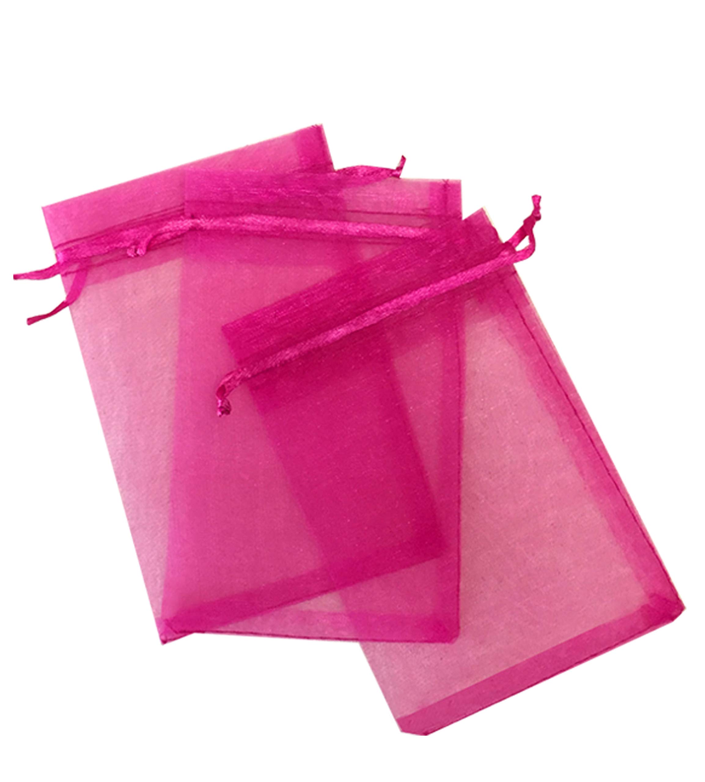 200 Pcs Fuchsia 3x4 Inch Sheer Organza Drawstring Bags - Jewelry Pouches, Wedding Favors, Party Gift Bags for Candy, Jewelry & Small Gifts - Perfect for Bridal Showers, Baby Showers & Special Events [Kyezi Design and Craft]
