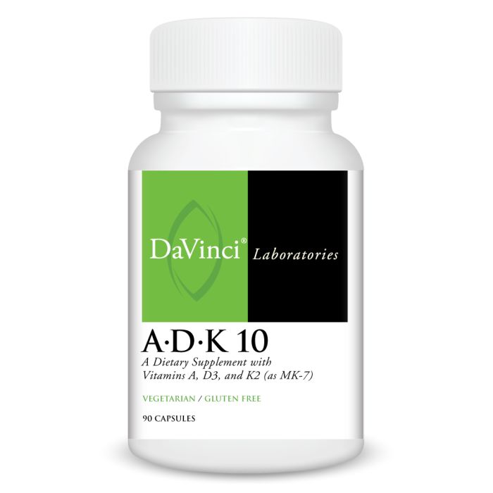 Davinci Labs A.D.K 10 (90 Capsules) - Vitamin K2 with D3 Supplement for Bone & Heart Health - Supports Calcium Absorption & Cardiovascular Wellness - Ideal for Adults & Seniors - Daily Immune & Bone Support Supplement