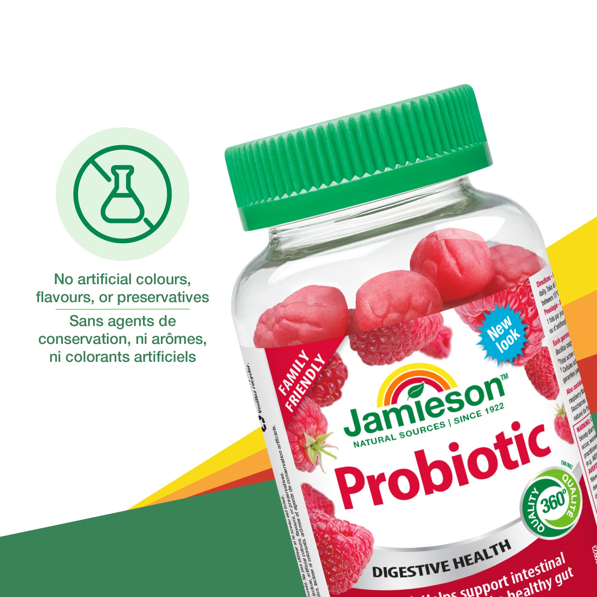 Jamieson Probiotic Gummies for Adults & Kids - 45 Count | Digestive Health Support | Berry Flavor | Vegan & Gluten-Free | Perfect for Travel, School & Daily Wellness
