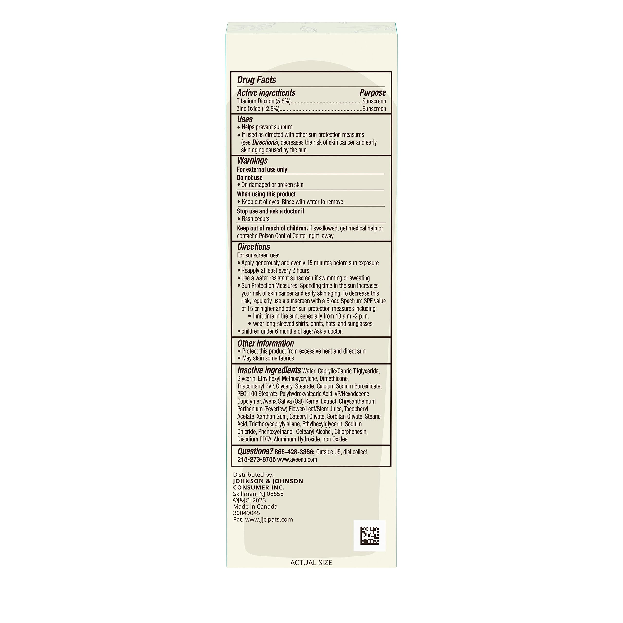 Aveeno Calm + Restore Daily Moisturizer with SPF 30 Mineral Sunscreen | Broad Spectrum UVA/UVB Protection | Lightweight Hydration for Sensitive Skin | Fragrance Free | 1.7 fl. Oz | Perfect for Daily Skincare & Outdoor Activities