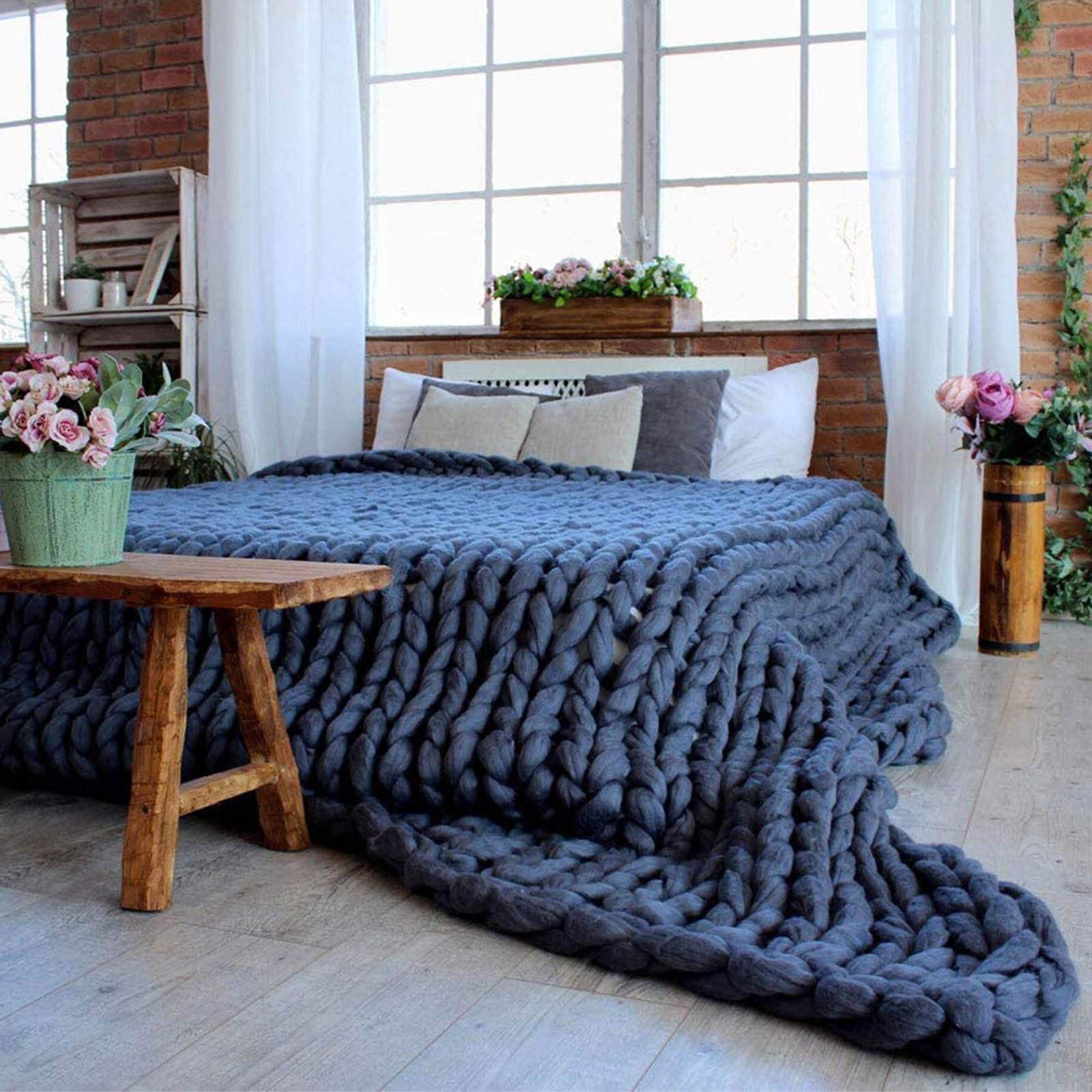 RPFF Knitted Throw Blankets - Ultra Soft Lightweight Cable Knit Blanket for Bed, Couch & Sofa | Decorative Chunky Blanket for Bedroom & Living Room | 8 Color Options | Perfect for Cozy Nights, Home Decor & Gift Giving