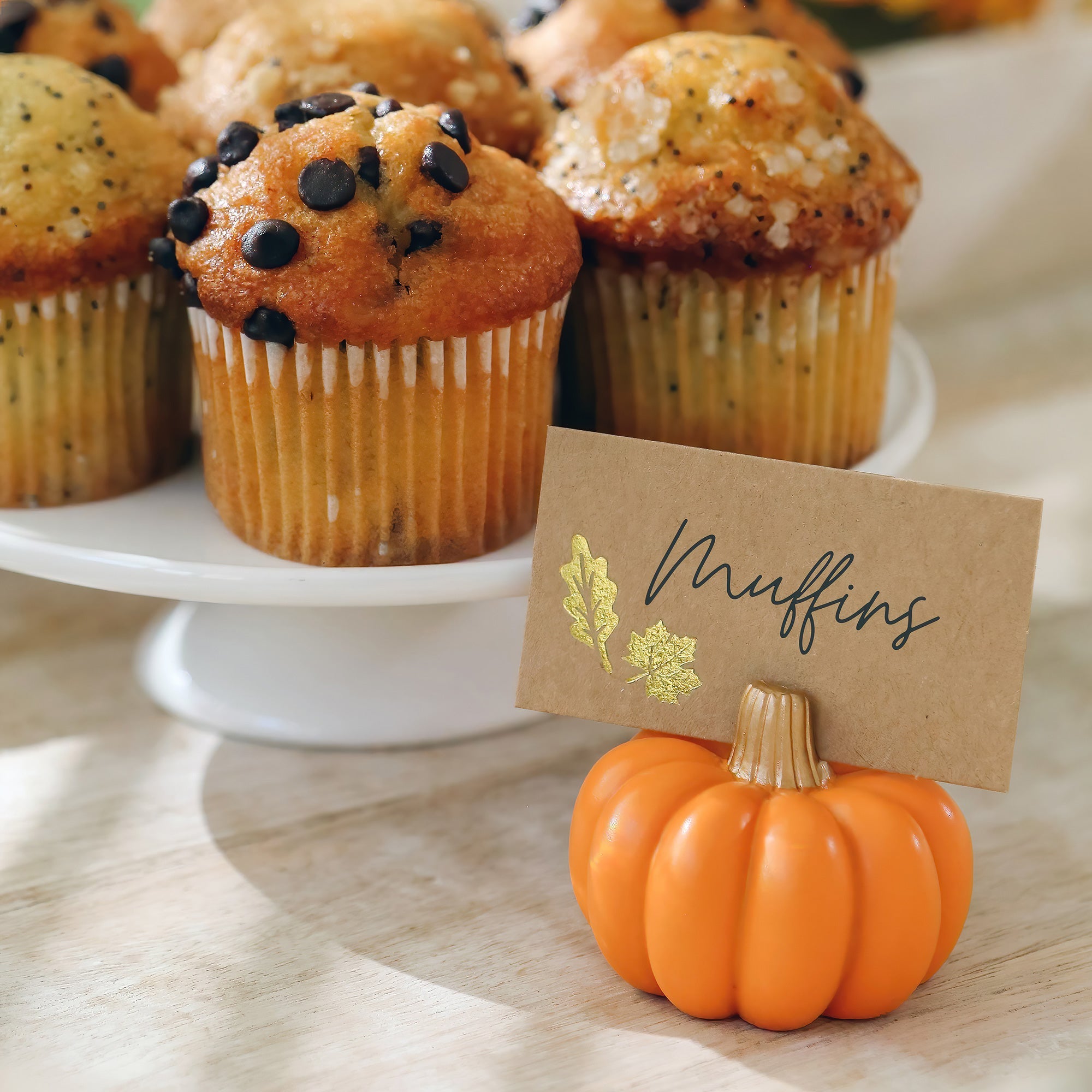 Orange Pumpkin Place Card Holders - Set of 6 Elegant Fall Table Decorations for Thanksgiving, Halloween, and Autumn Dinner Parties
