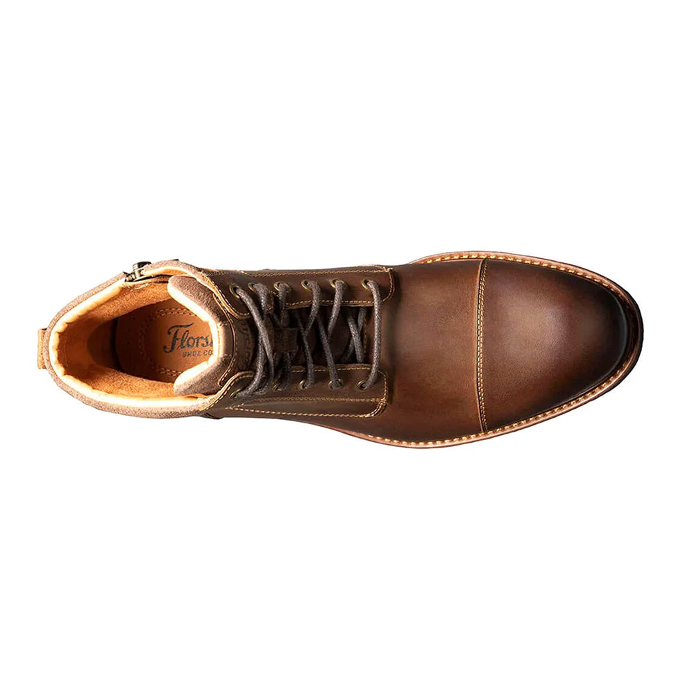 Lodge Cap Toe Lace Up Boots for Men - Classic Leather Ankle Boots with Rubber Sole - Perfect for Outdoor Hiking, Work & Casual Wear