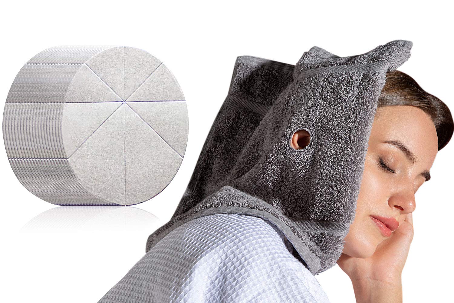 4 Pack Ear Candling Treatment Towels with 20 Protective Discs - Soft Gray Spa Accessories for Relaxation & Ear Wax Removal - Perfect for Home Spa, Wellness Centers & Holistic Therapy Sessions